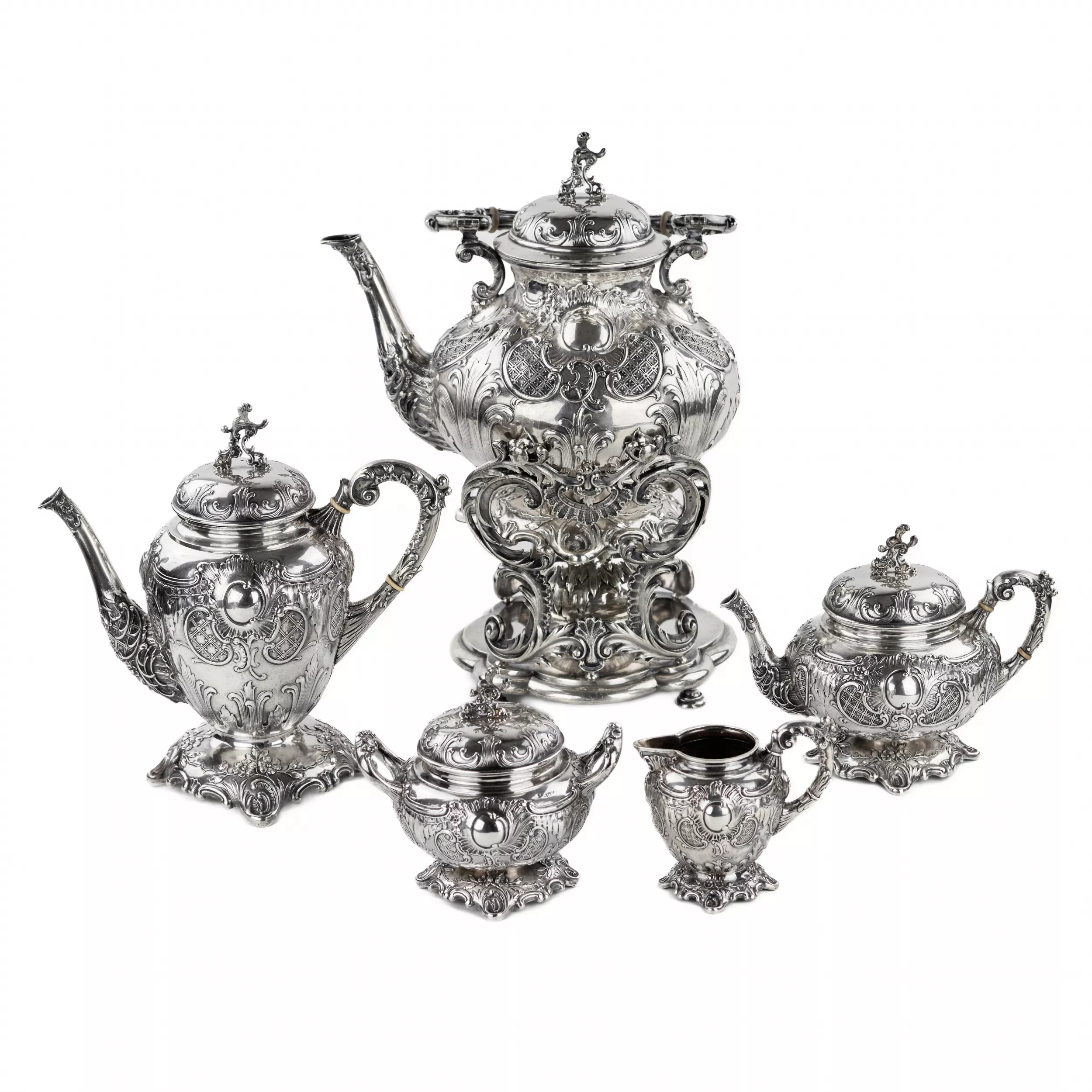 Service à the et cafe complet en argent. Pologne. 1900 