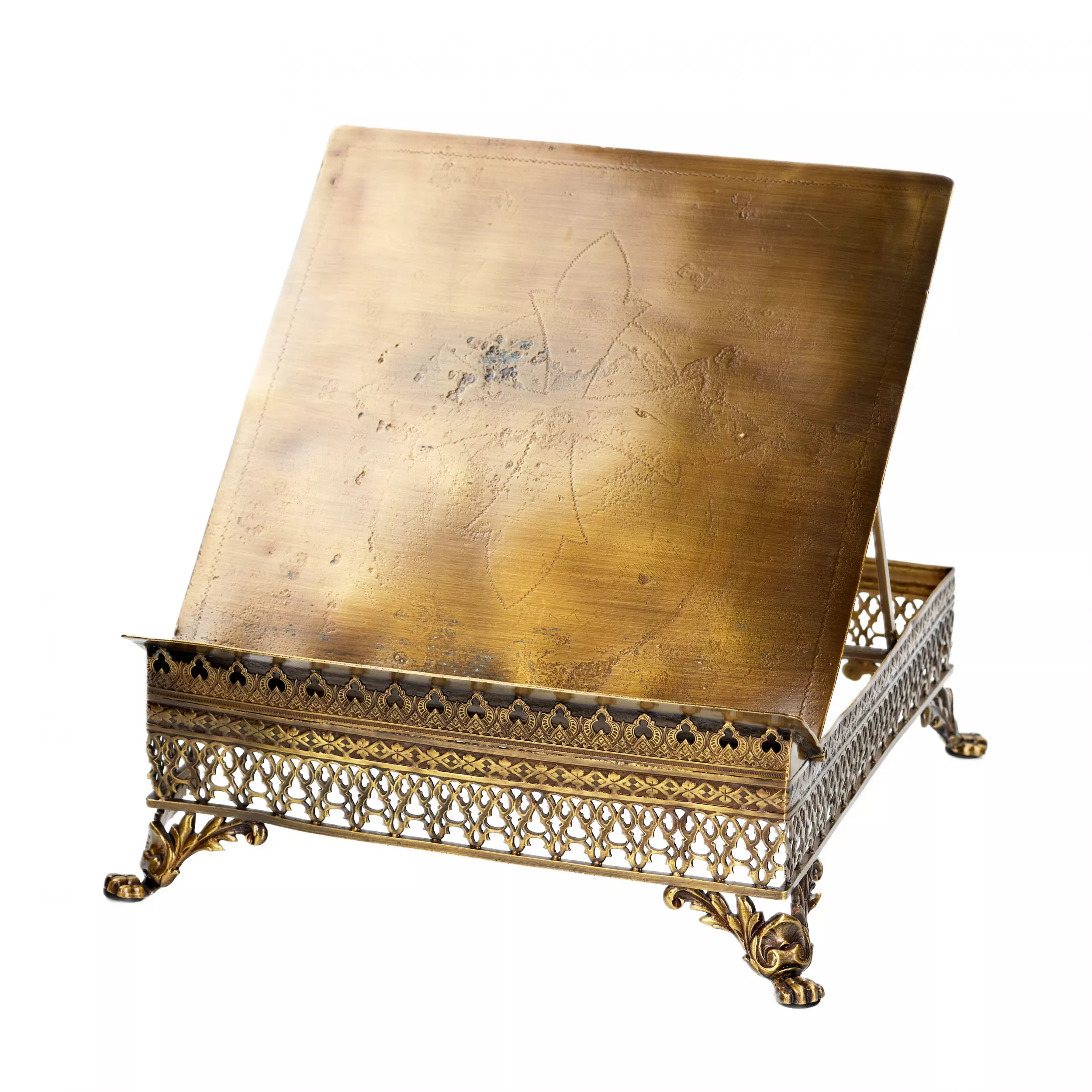 LUTRIN DE TABLE EN BRONZE ET LAITON DORÉ. EUROPE, XXE SIÈCLE