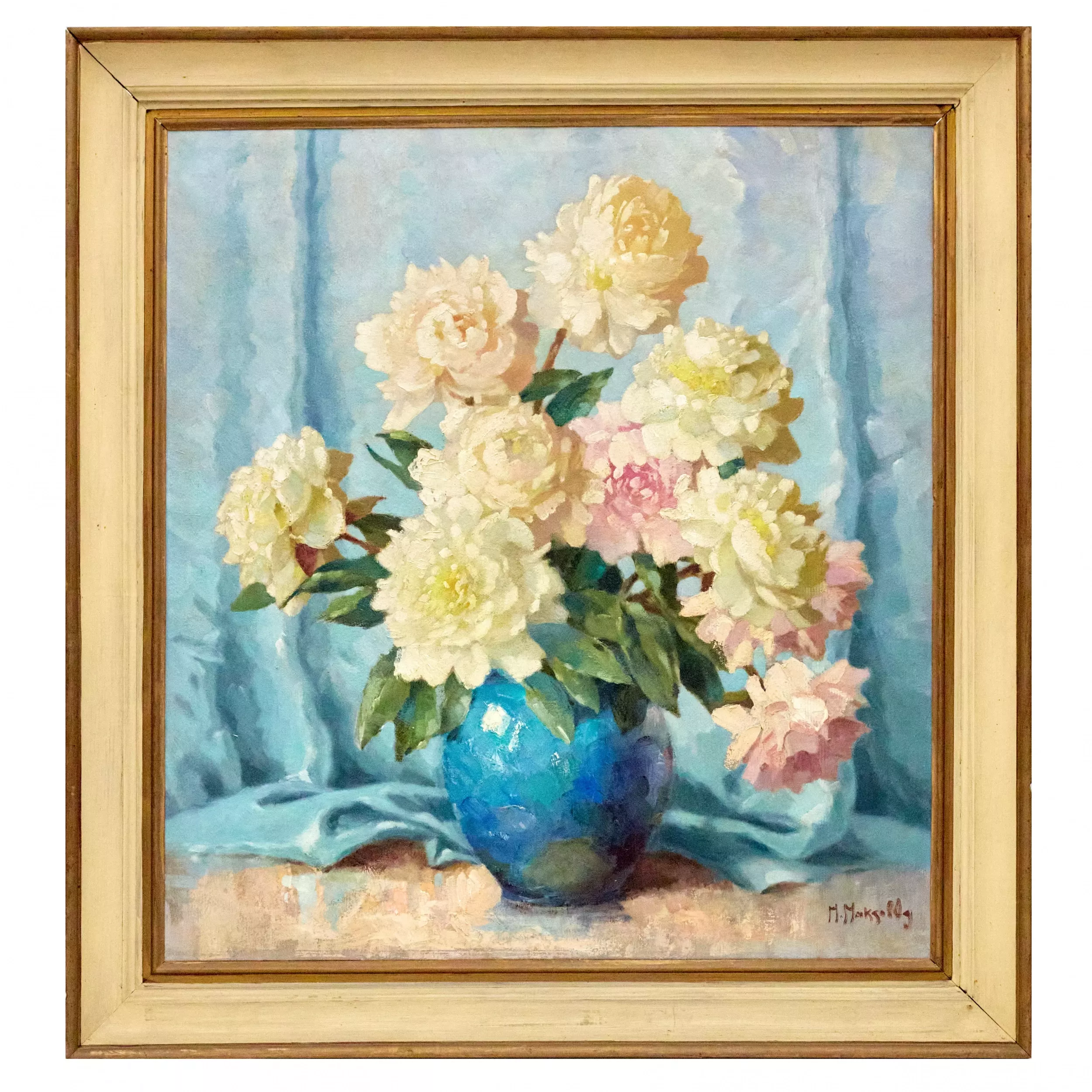 STILL LIFE WITH PEONIES. MAXIMILIAN MAKSOLLY. ESTONIA, 1930s
