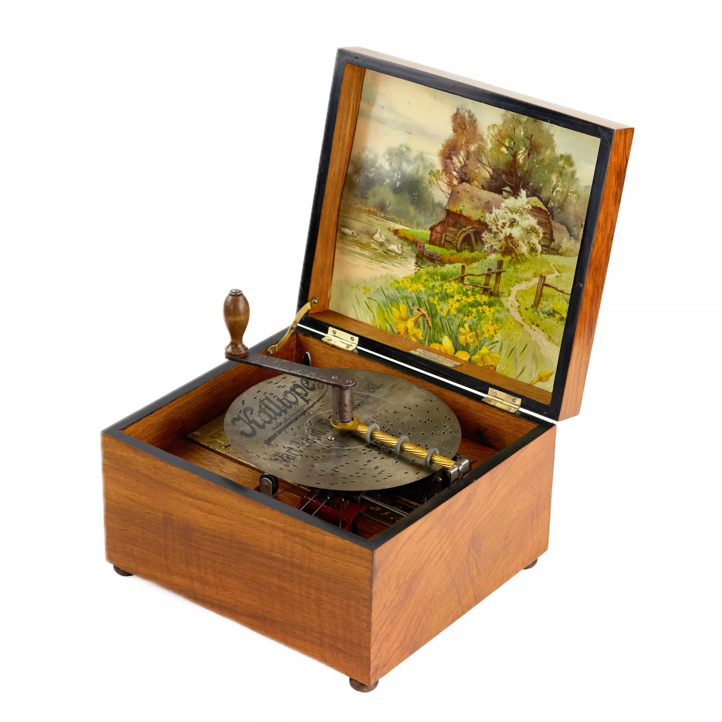 Robert Wachtler. Disque, boîte à musique du 19ème siècle, avec cloches et soixante disques. 