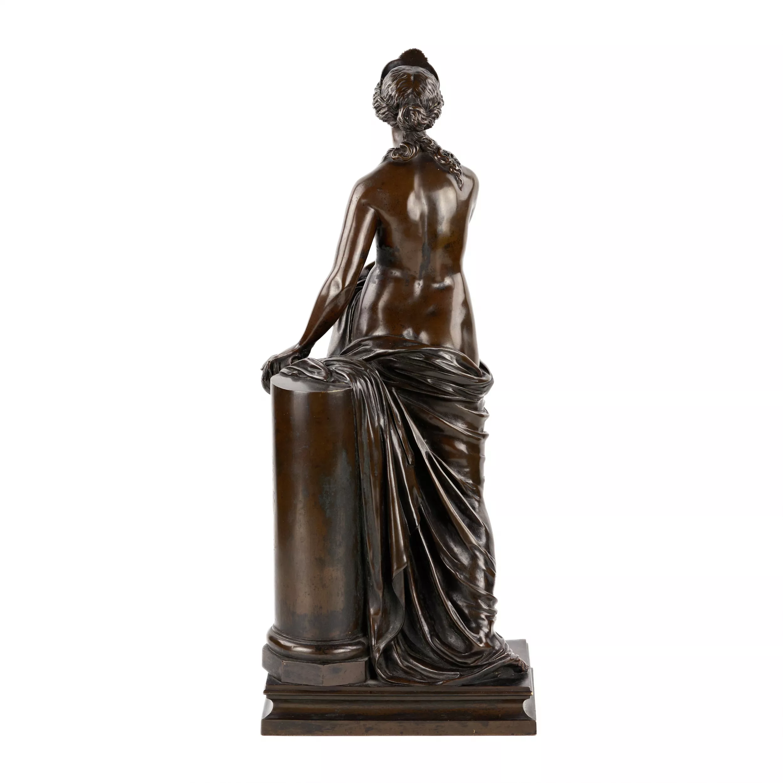 Figure en bronze de Junon avec un rouleau de lois et le sac d`Éole. 