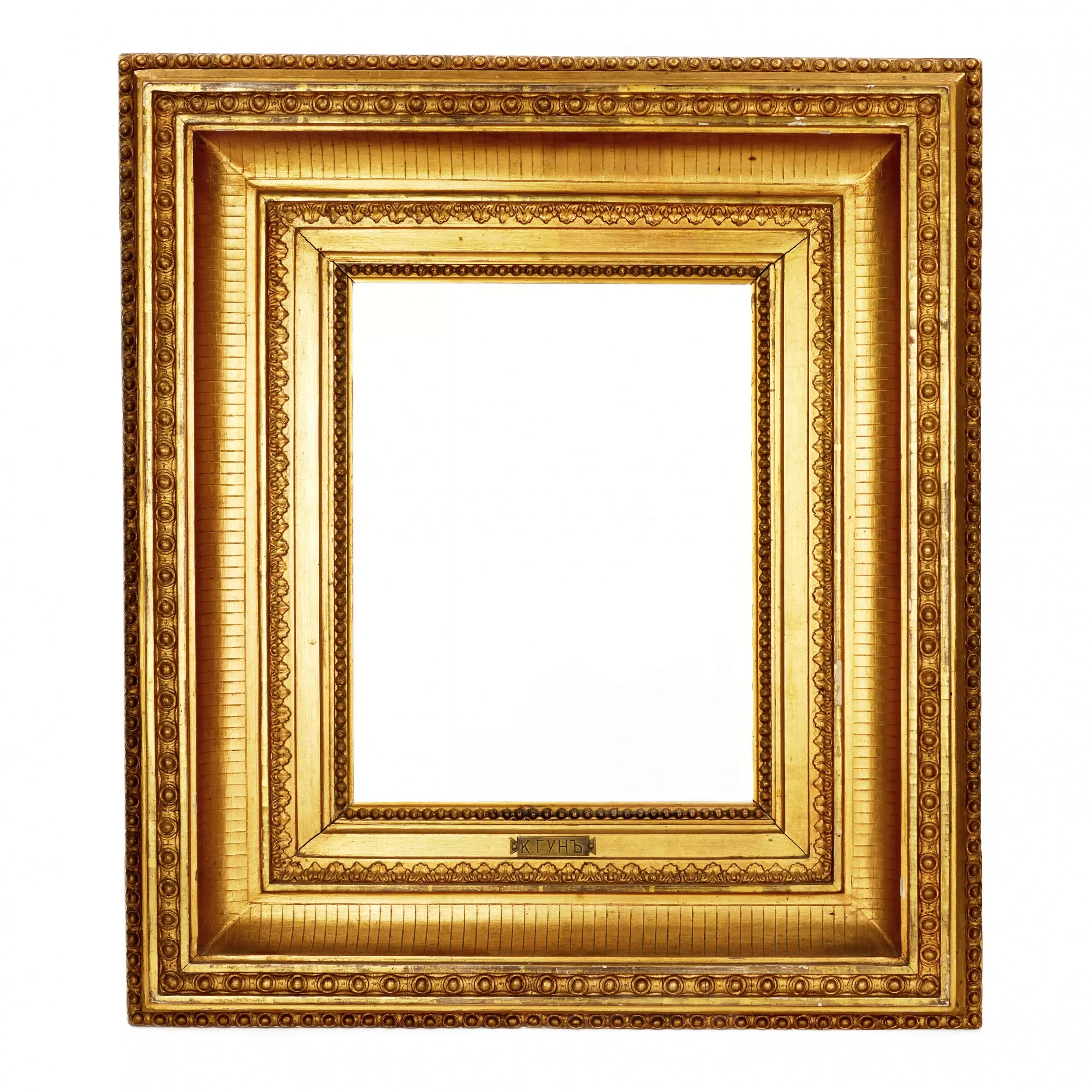 Two-profile, gilded, wooden frame of the era of Napoleon III, 19th century. 