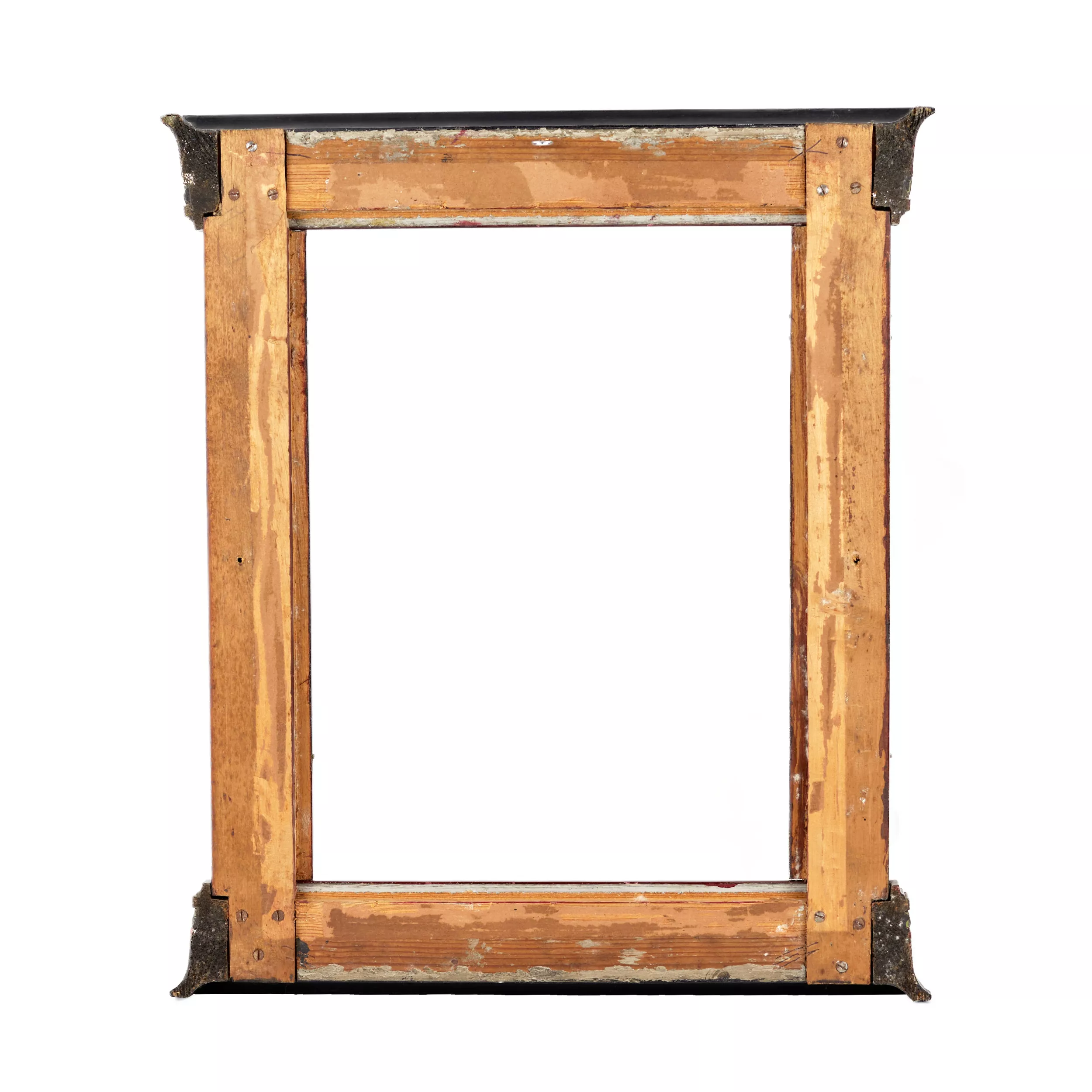 Polished, Art Nouveau wooden frame with brass decor. The turn of the 19th-20th centuries. 