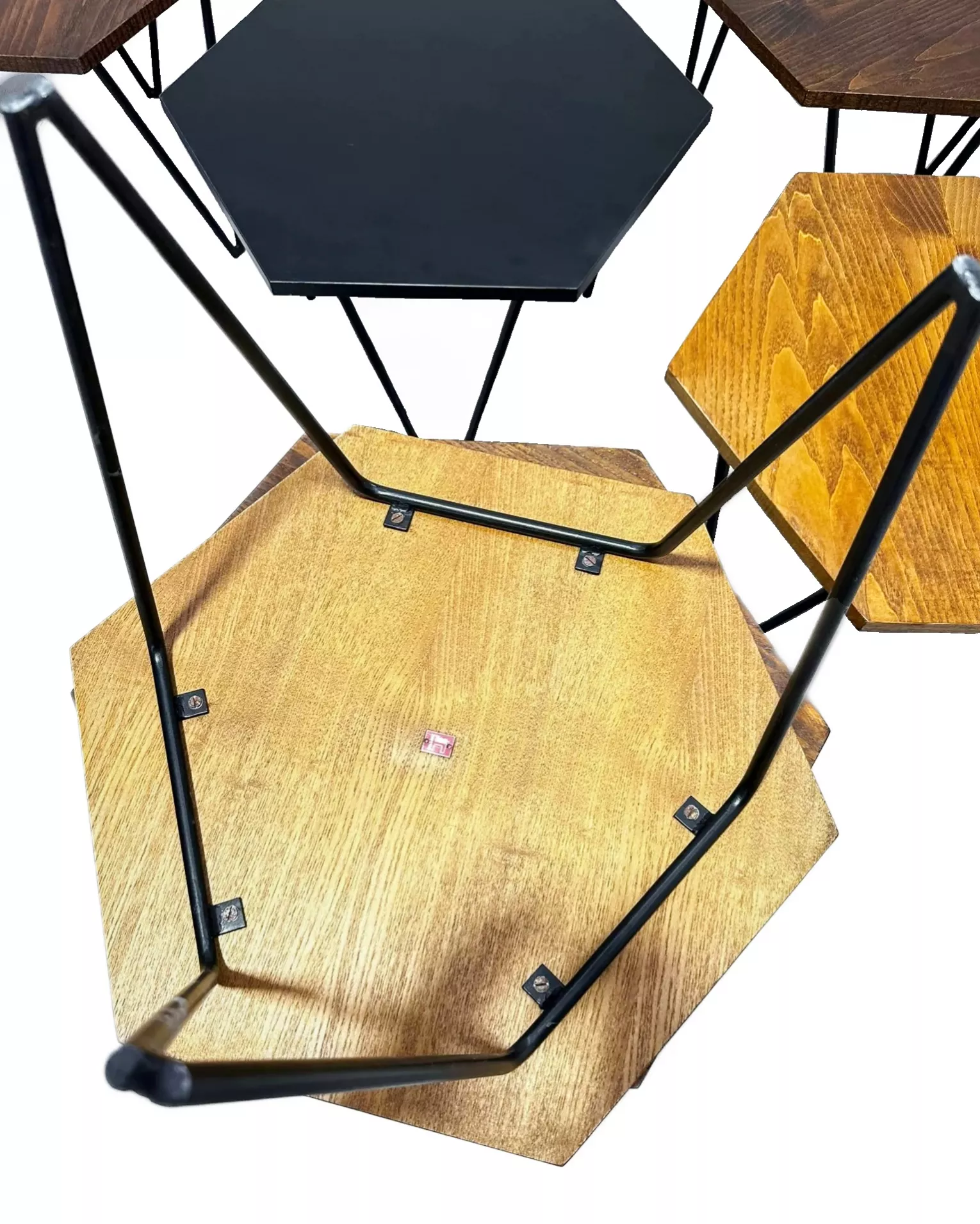 Gio Ponti for Isa Bergamo. Seven honeycomb, hexagonal, coffee tables, design 50s. 