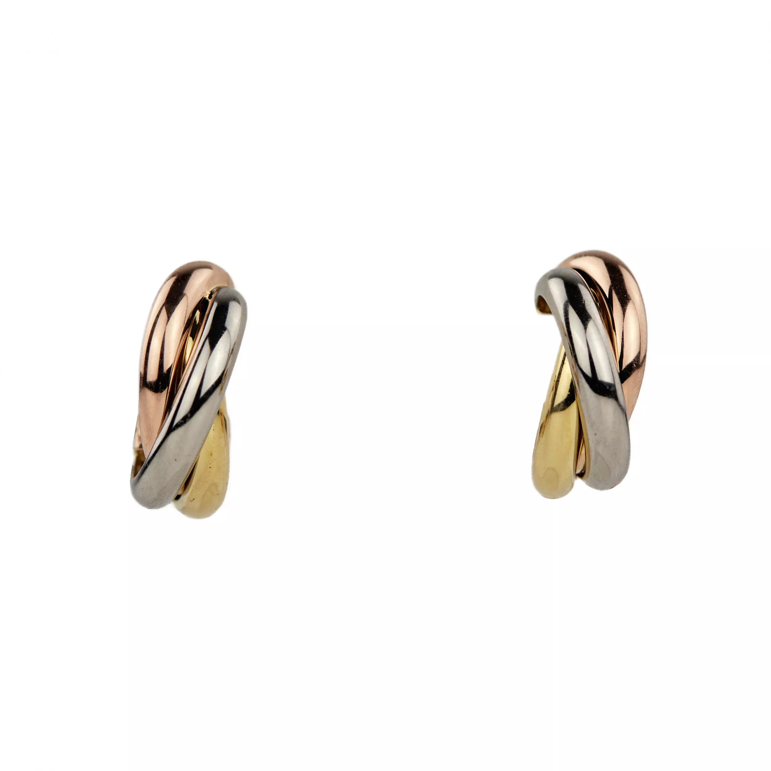 Boucles d`oreilles en or tissage tricolore. Cartier. 