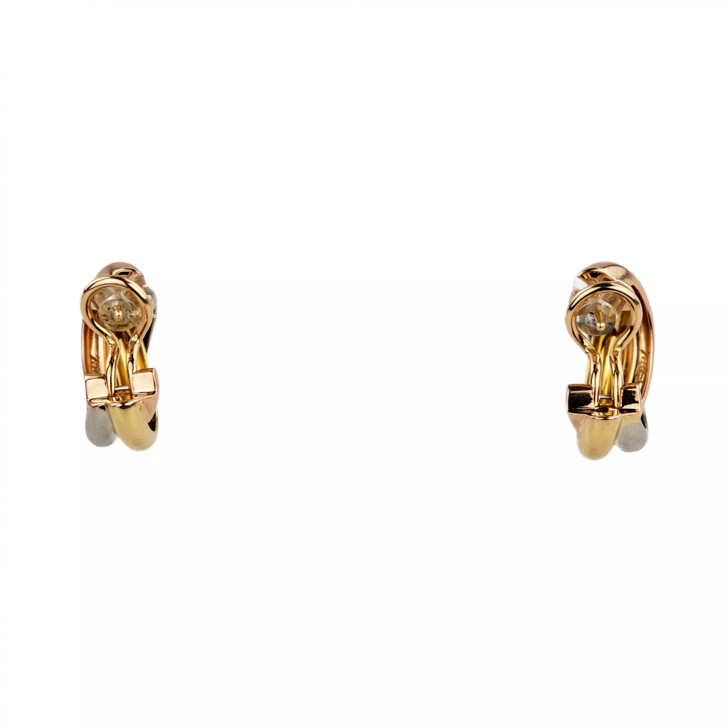 Boucles d`oreilles en or tissage tricolore. Cartier. 