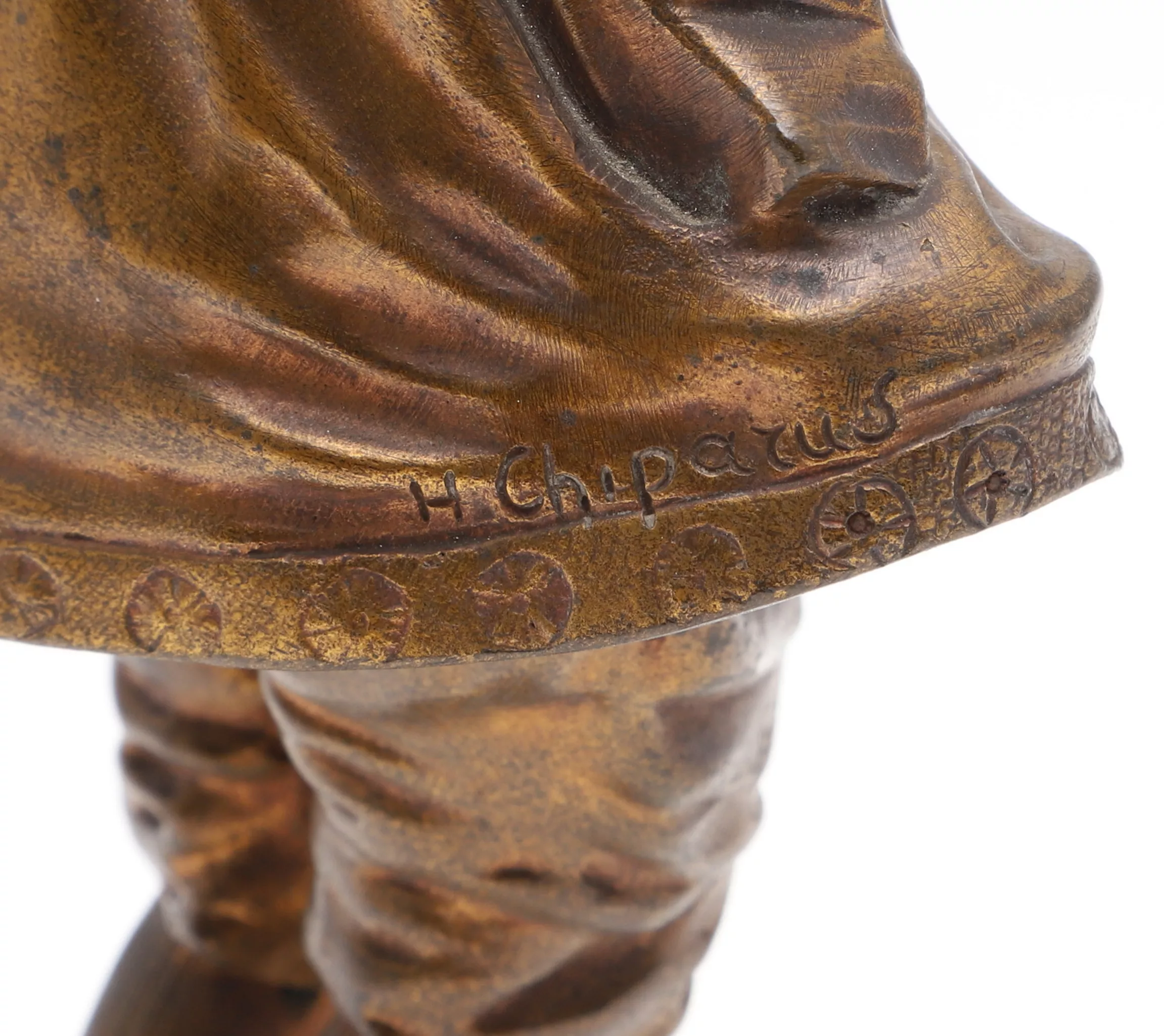 DEMETRE CHIPARUS. Bronze figurine with a bone of a girl in Pierrots carnival costume. Art Deco. 