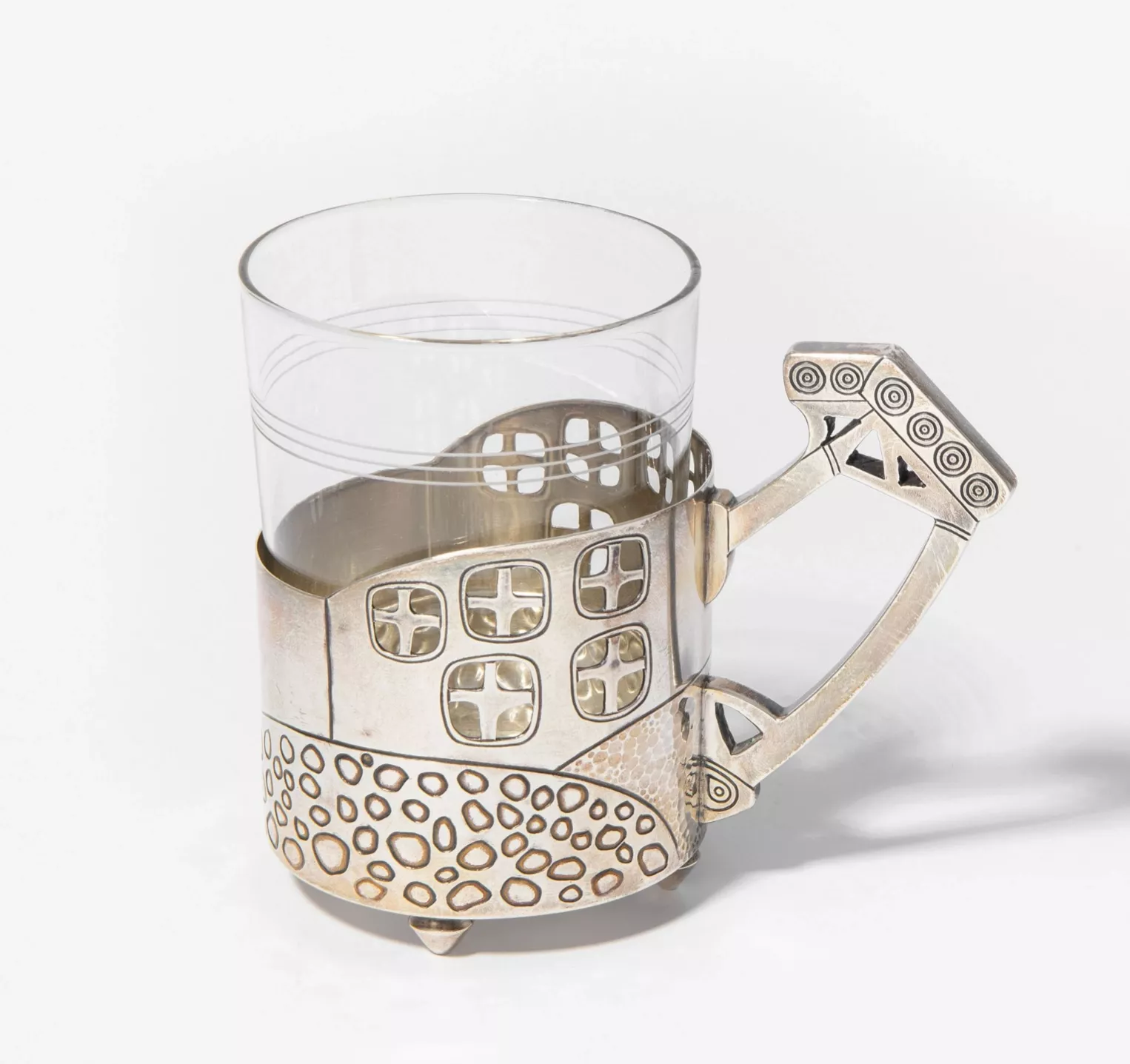 Sous-verre en argent dans le style de l`Art nouveau russe, Moscou, atelier d`O. Kurlyukov. Debut du XXe siècle 