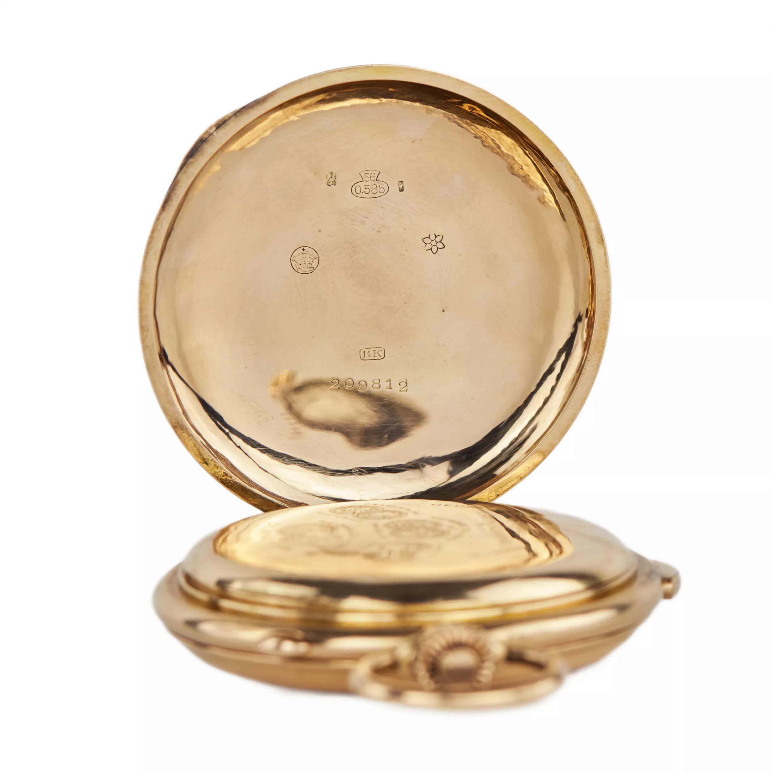 Heures Repetition Quarts Taschenuhr Chronographe 14k Gold Pocket Watch 