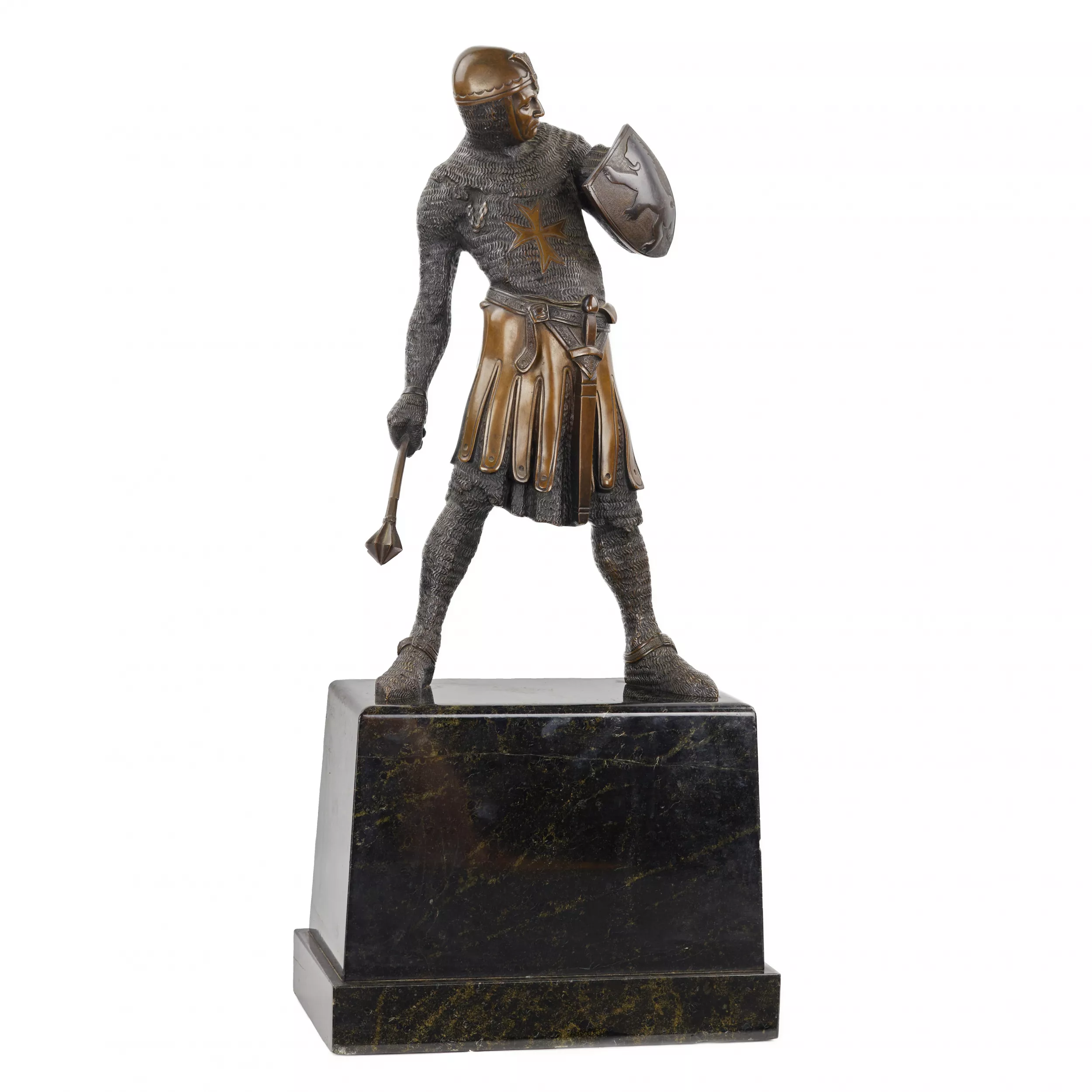 CHEVALIER DE MALTE. SCULPTURE DE CABINET EN BRONZE. EUROPE OCCIDENTALE. TOURNANT DES XIXE ET XXE SIÈCLES