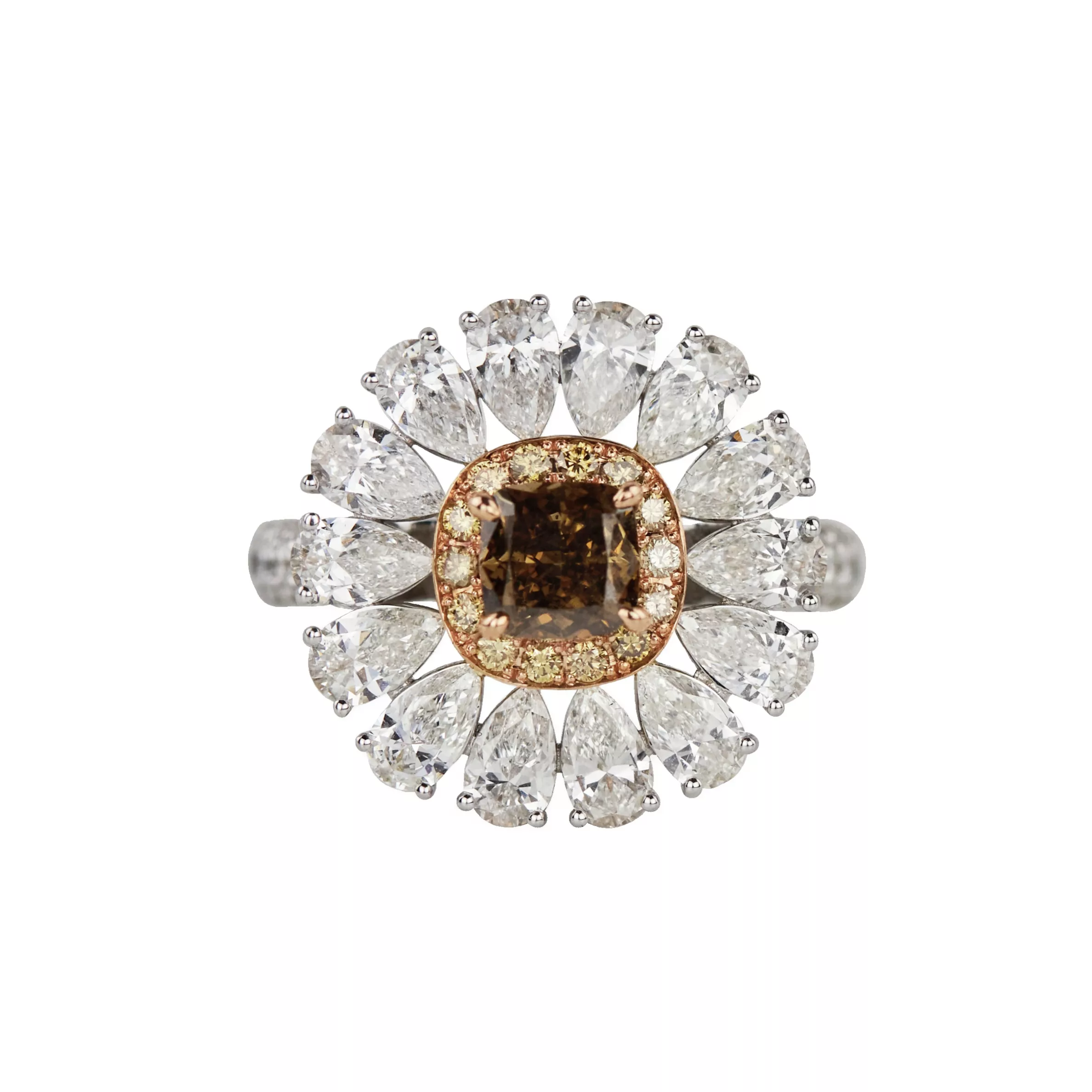 Bague en or blanc 18 carats avec diamants. Marbella.