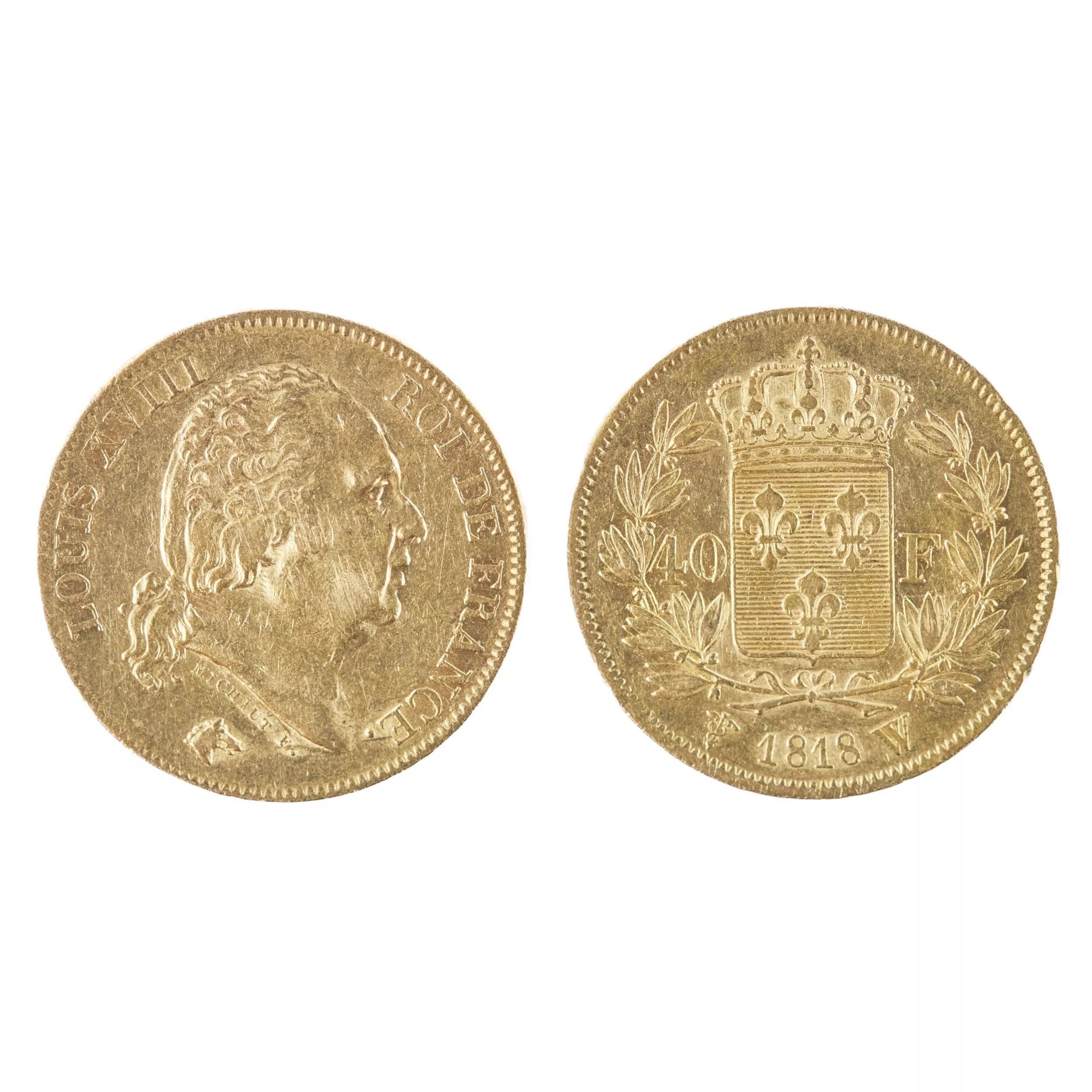 Pièce de 40 francs or Louis XVIII.France 1818.