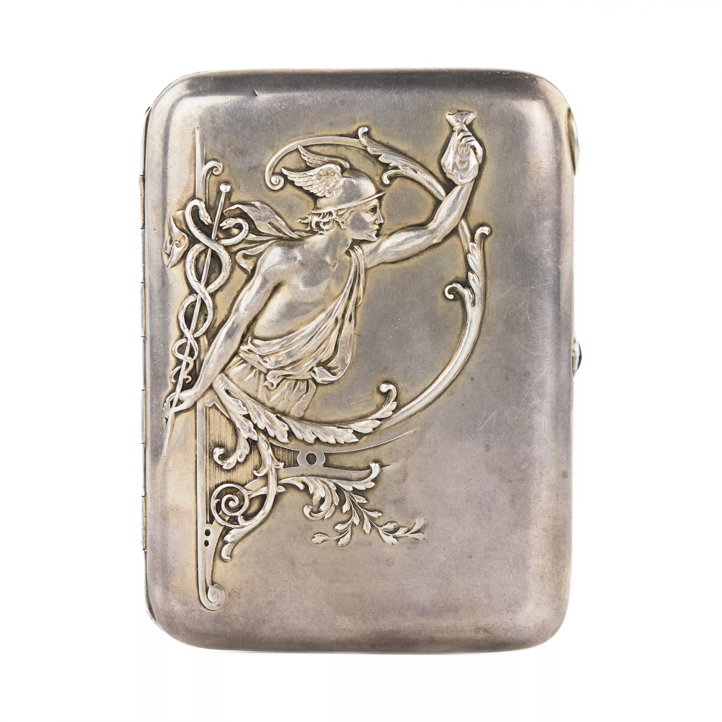 Серебряный портсигар Меркурий. Российская империя, Москва, 1908-1913.