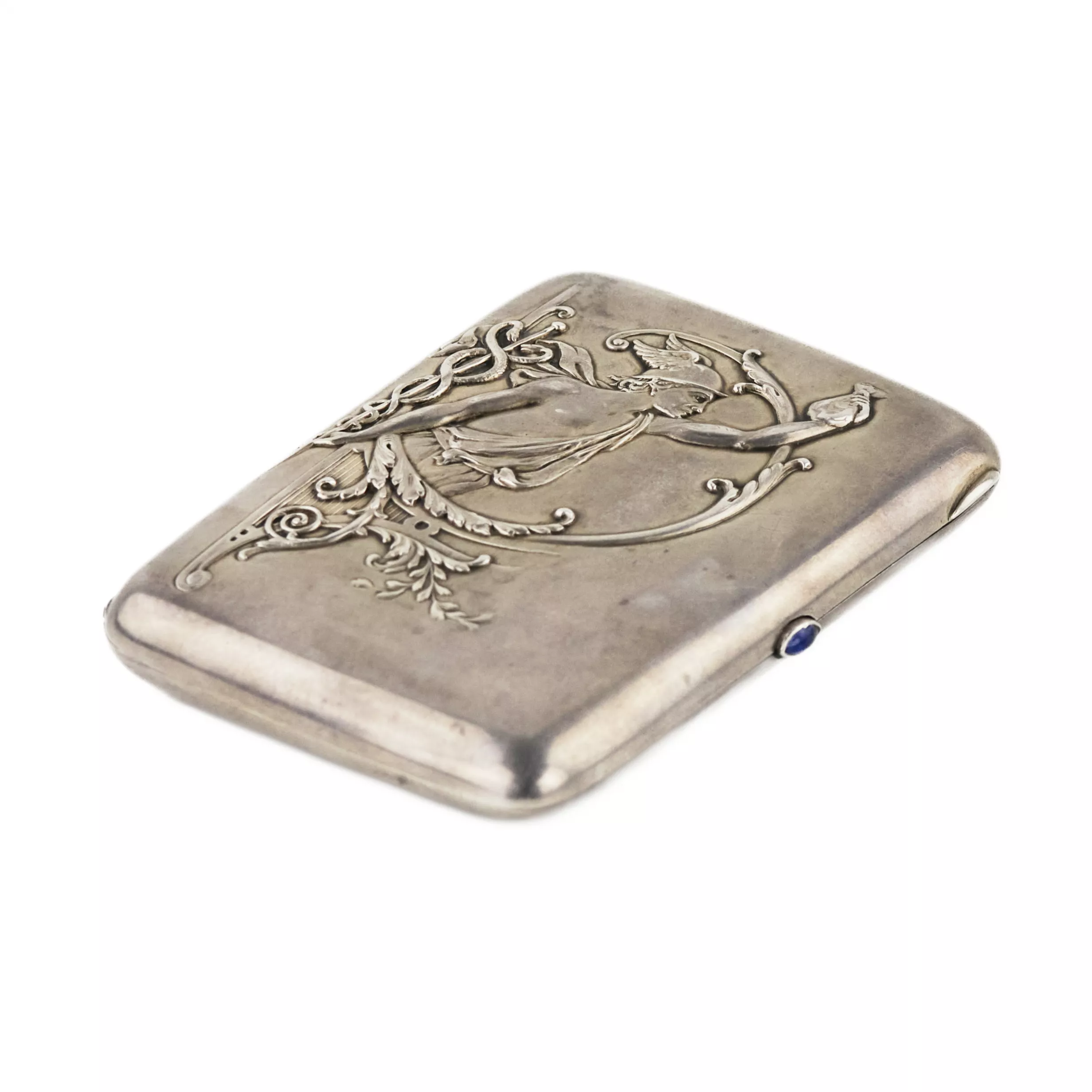 Серебряный портсигар Меркурий. Российская империя, Москва, 1908-1913.