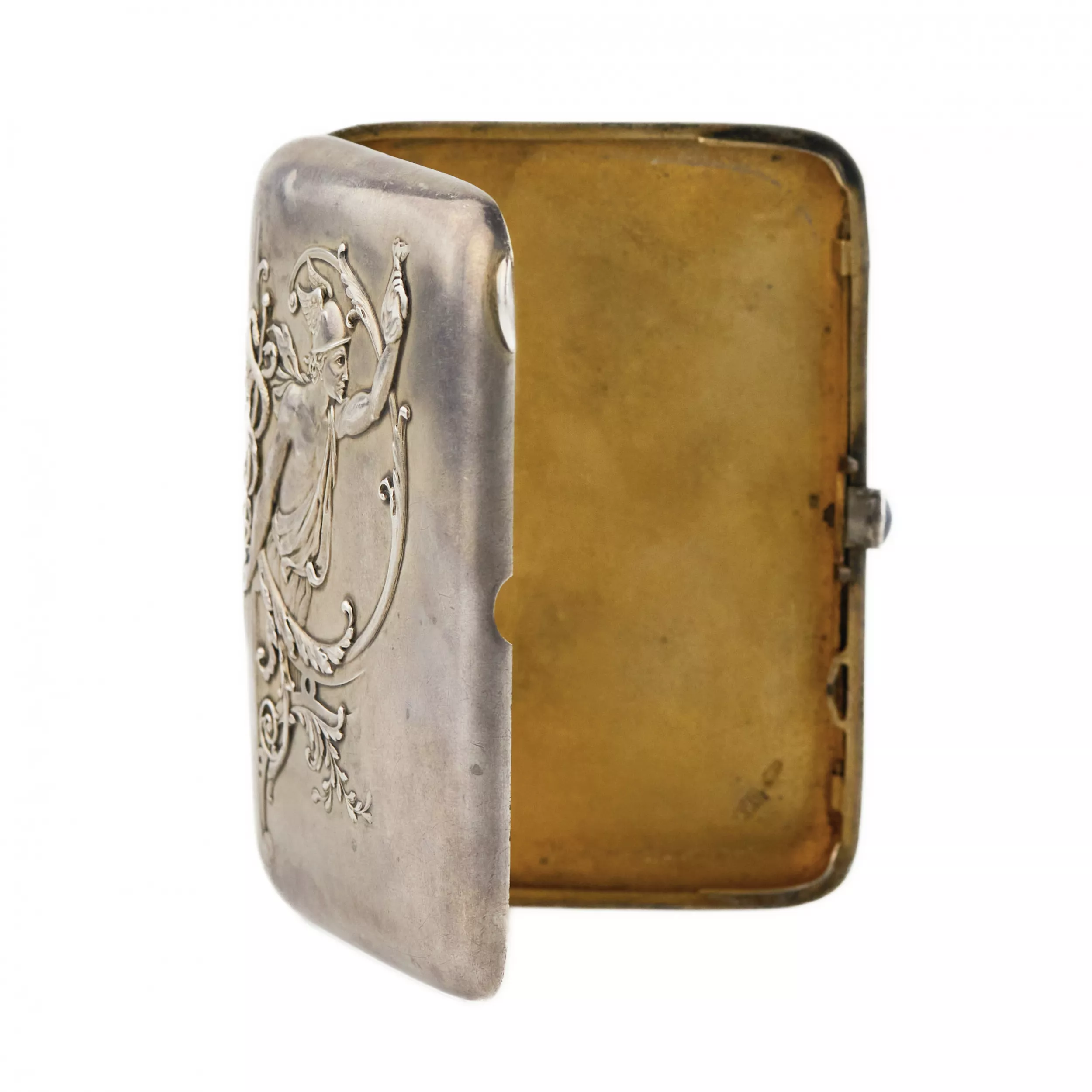 Серебряный портсигар Меркурий. Российская империя, Москва, 1908-1913.