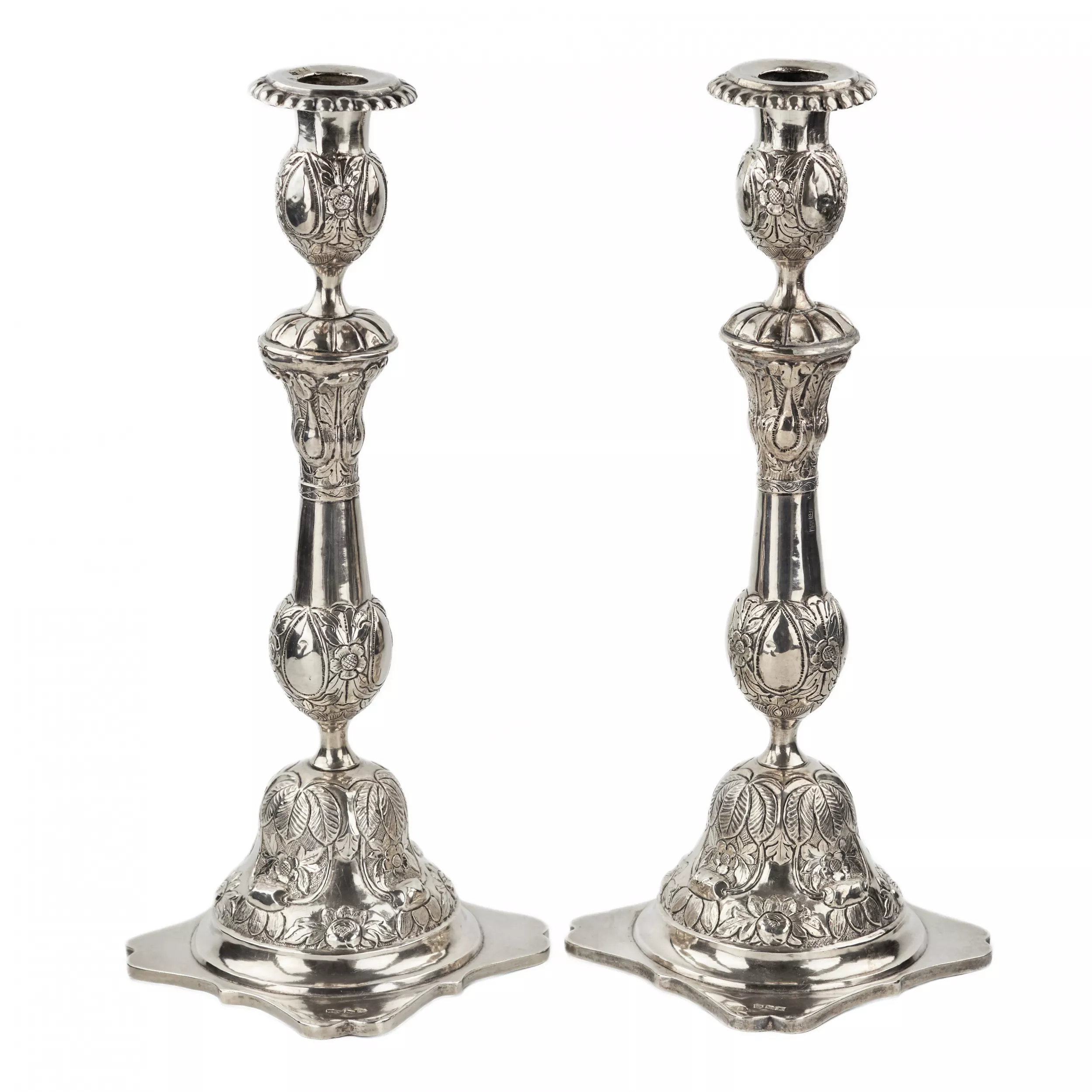 Une paire de chandeliers du samedi en argent. Kyiv 1878 