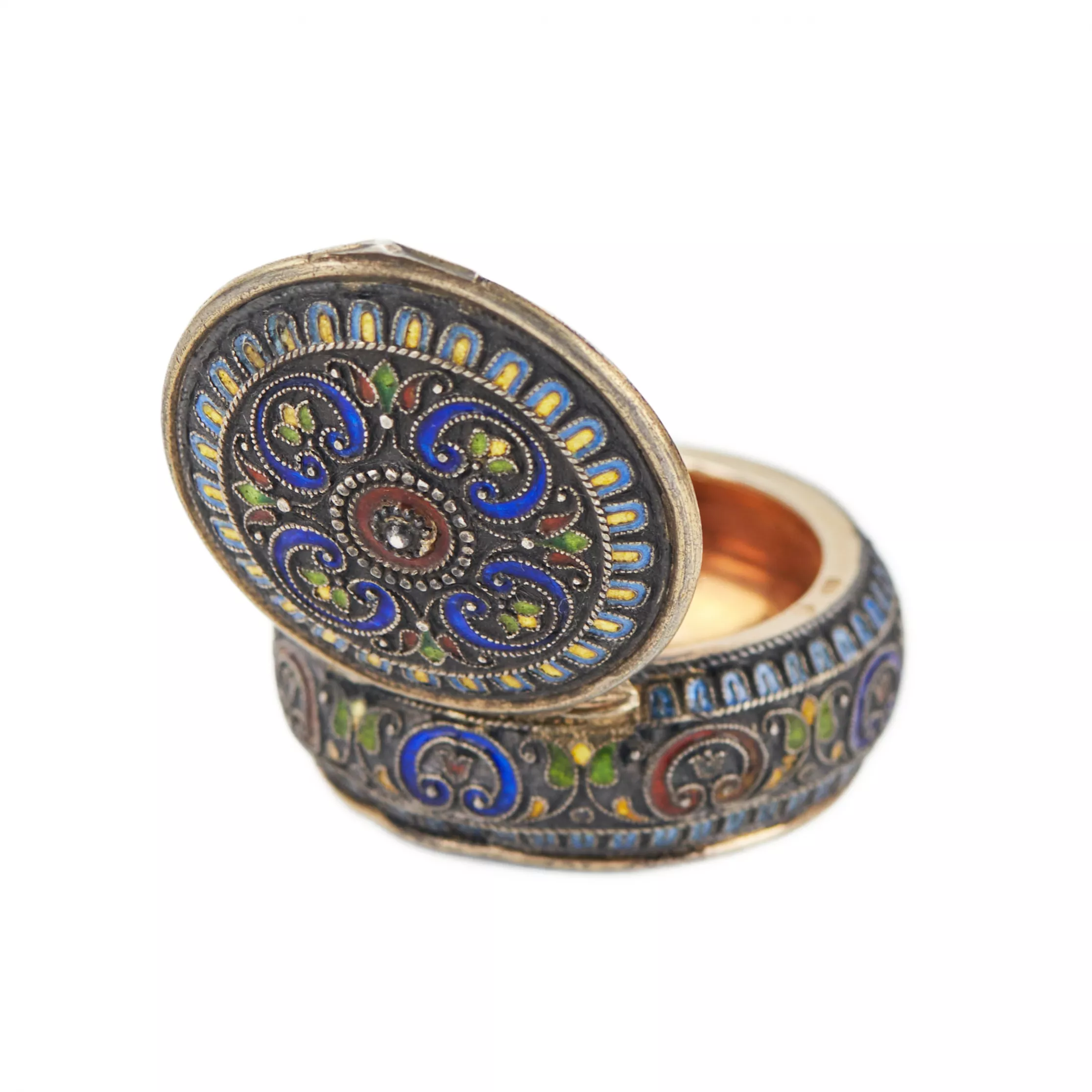 Tabatière austro-hongroise en argent emaille cloisonne de la fin du XIXe siècle. 