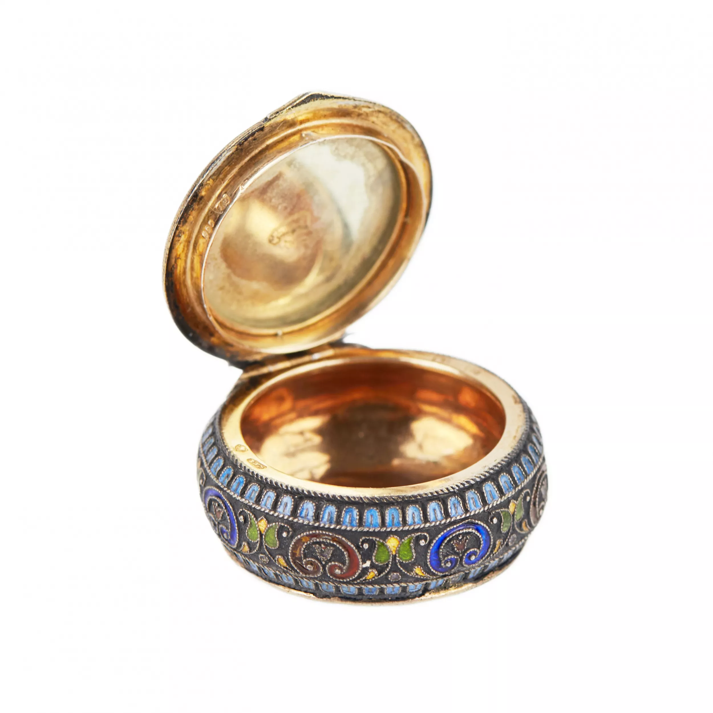 Tabatière austro-hongroise en argent emaille cloisonne de la fin du XIXe siècle. 