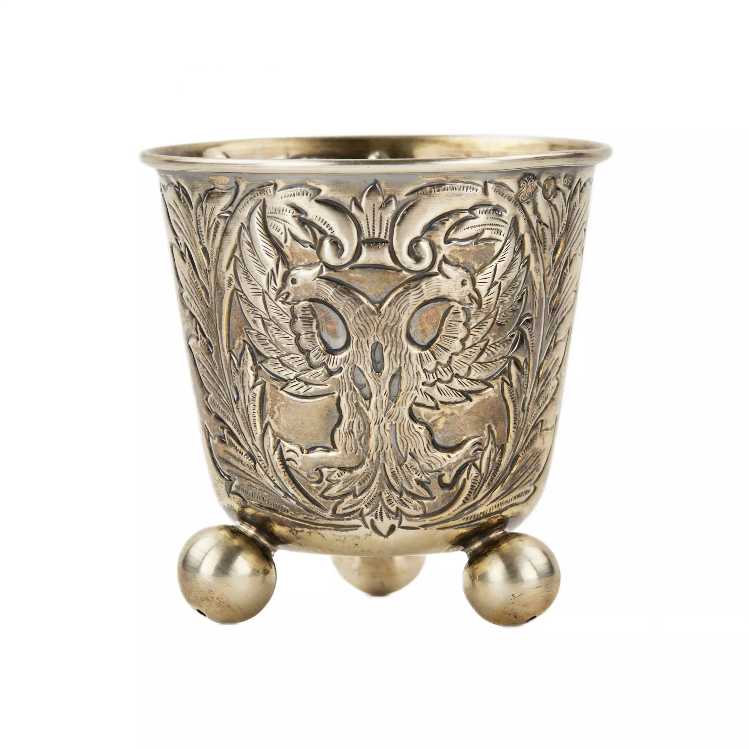 Coupe en argent avec l`image d`un aigle à deux têtes. Moscou, Empire russe.
