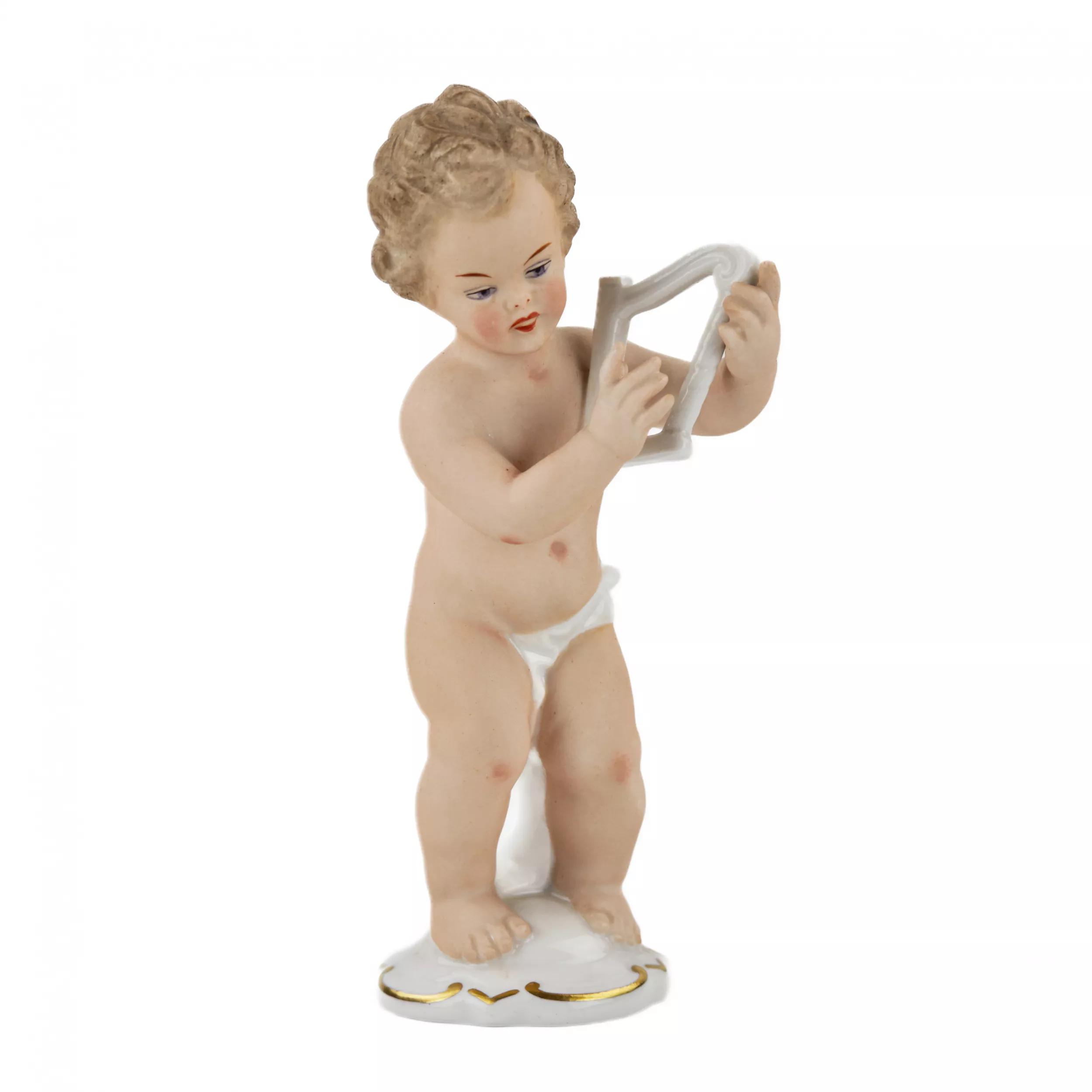 Figurine en porcelaine Garçon à la lyre, Wallendorf, Allemagne, milieu du XXe siècle 