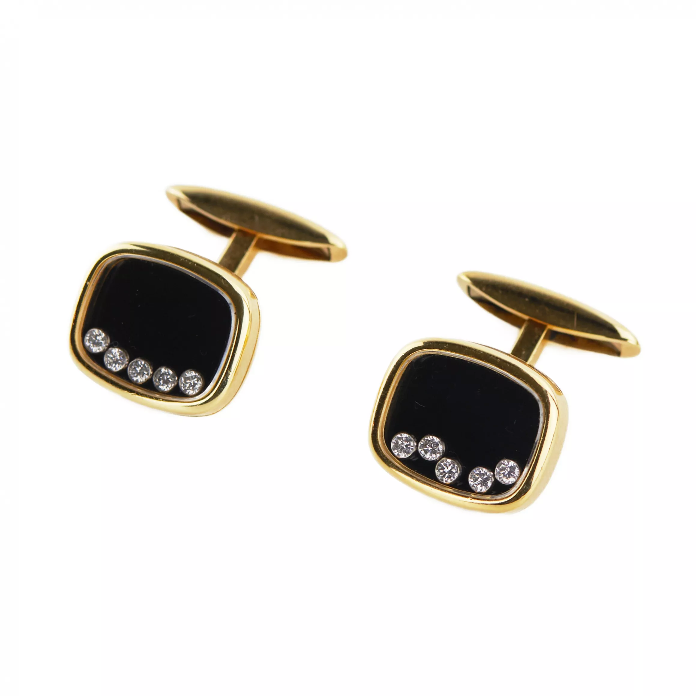 Boutons de manchette Chopard en or 18 carats et diamants. Dans la boîte d`origine. 
