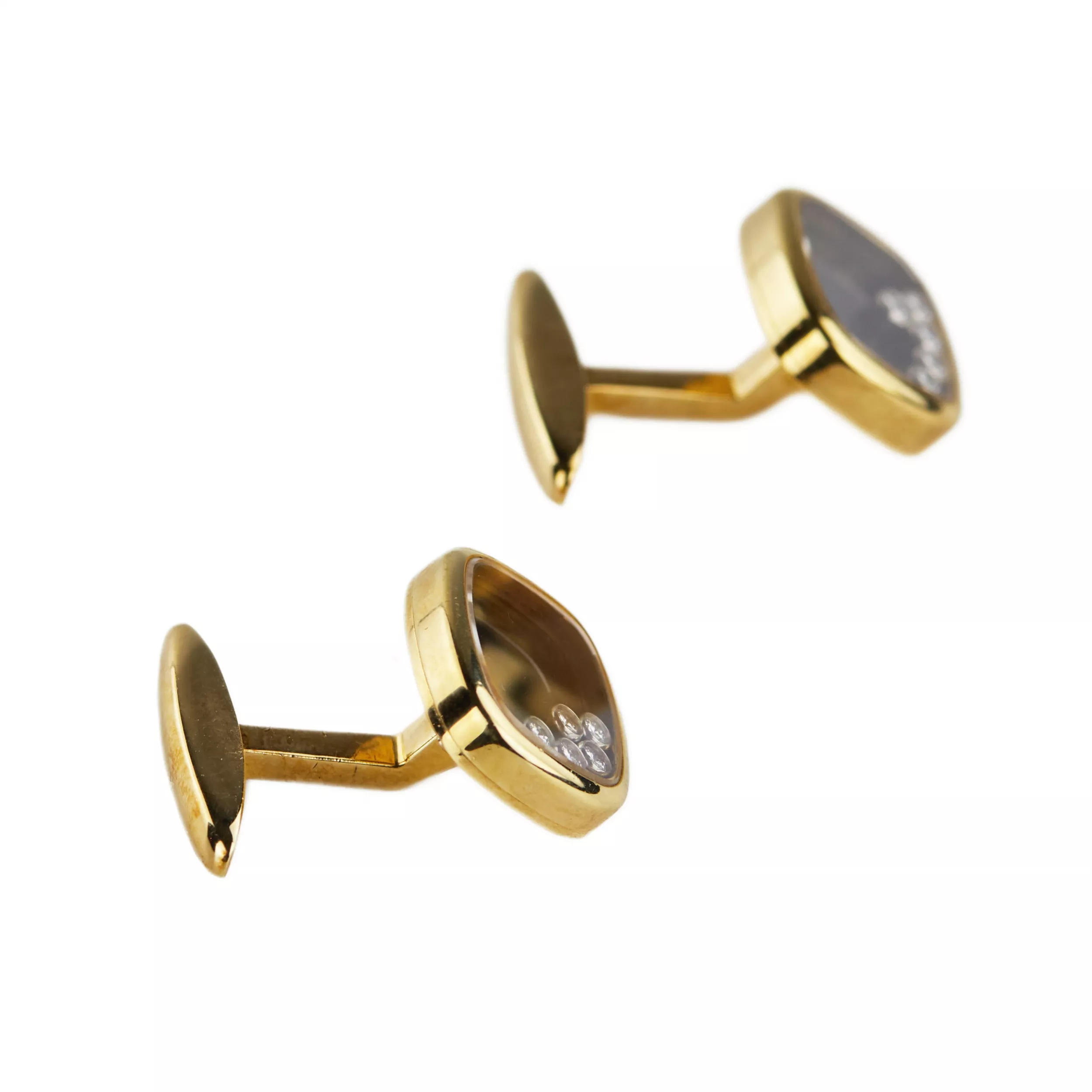 Boutons de manchette Chopard en or 18 carats et diamants. Dans la boîte d`origine. 
