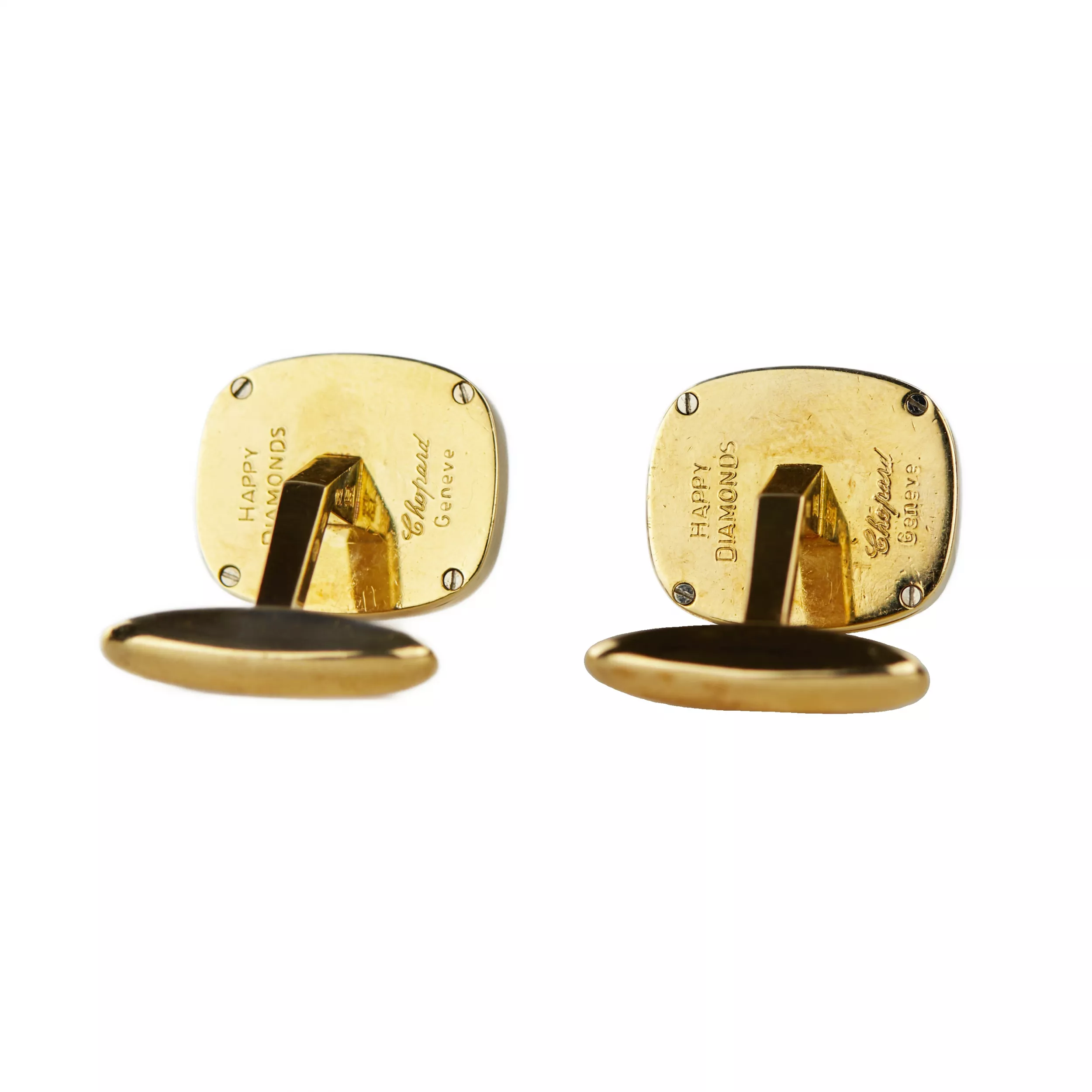 Boutons de manchette Chopard en or 18 carats et diamants. Dans la boîte d`origine. 