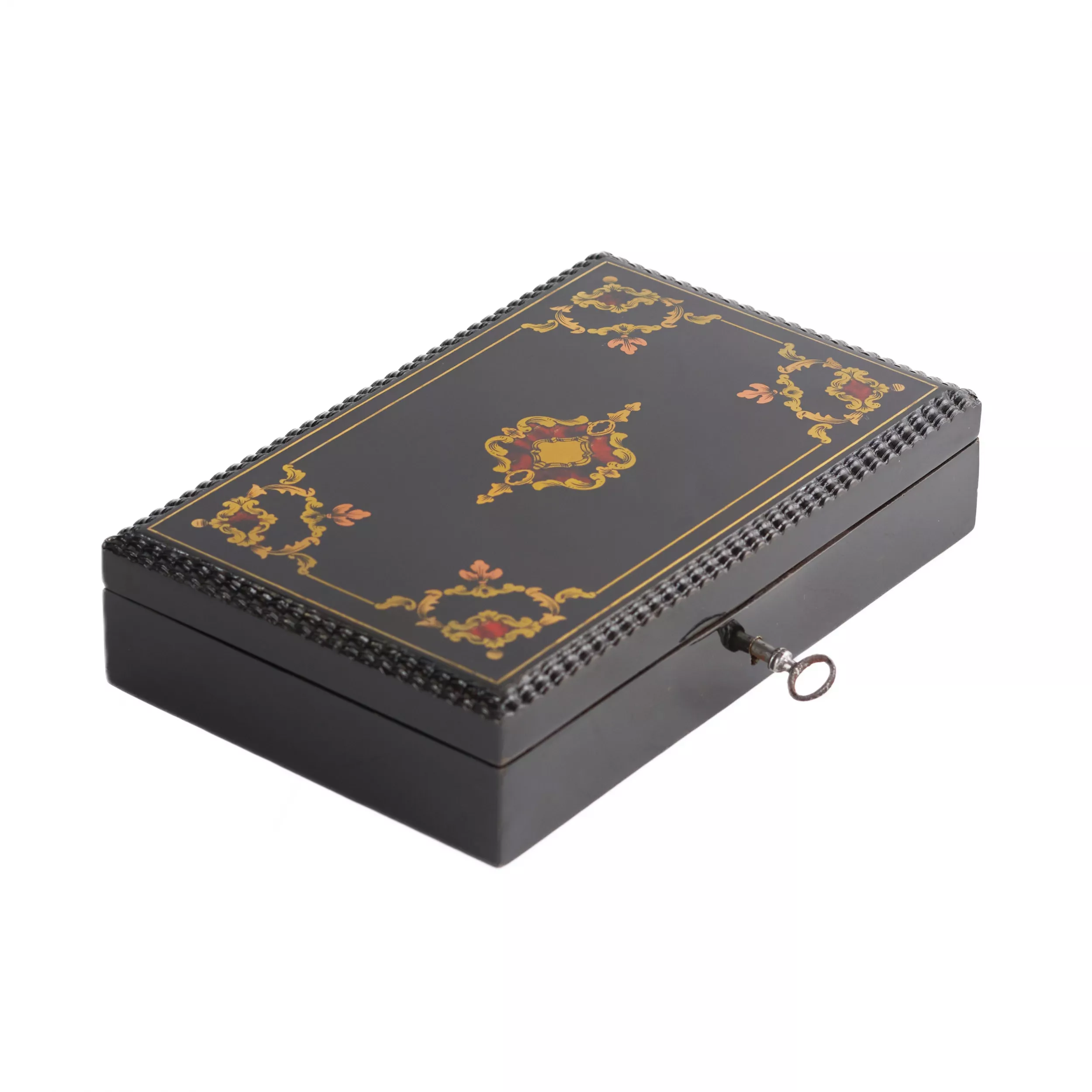 SERVICE DE SIX CUILLÈRES À THÉ EN ARGENT VERMEIL DE STYLE LOUIS XVI DANS LEUR COFFRET D`ORIGINE DE STYLE BOULLE. FRANCE. FIN DU XIXe ET DÉBUT DU XXe SIÈCLE