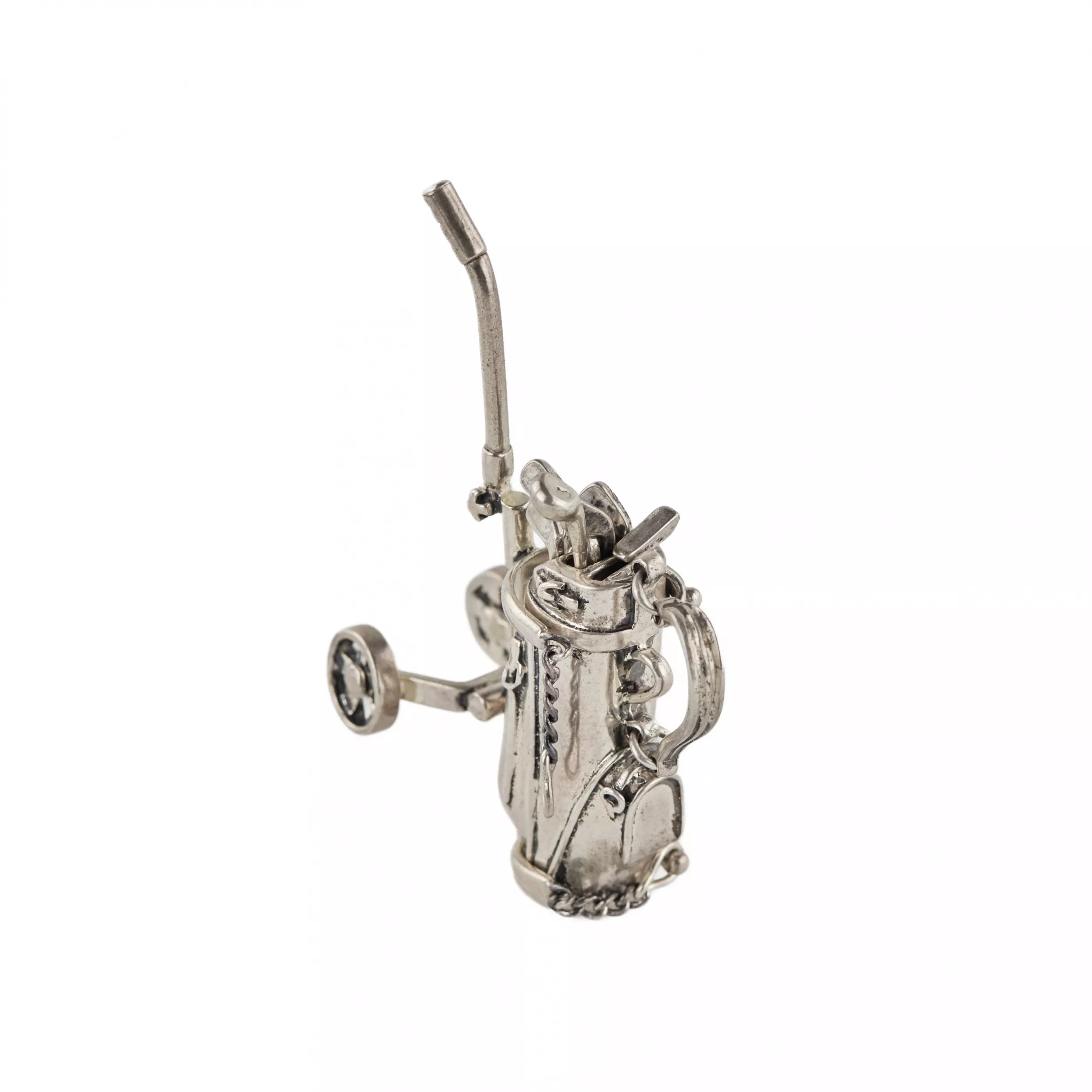 Sac de golf miniature sur chariot à dix clubs, Tiffany & Co., New York. 