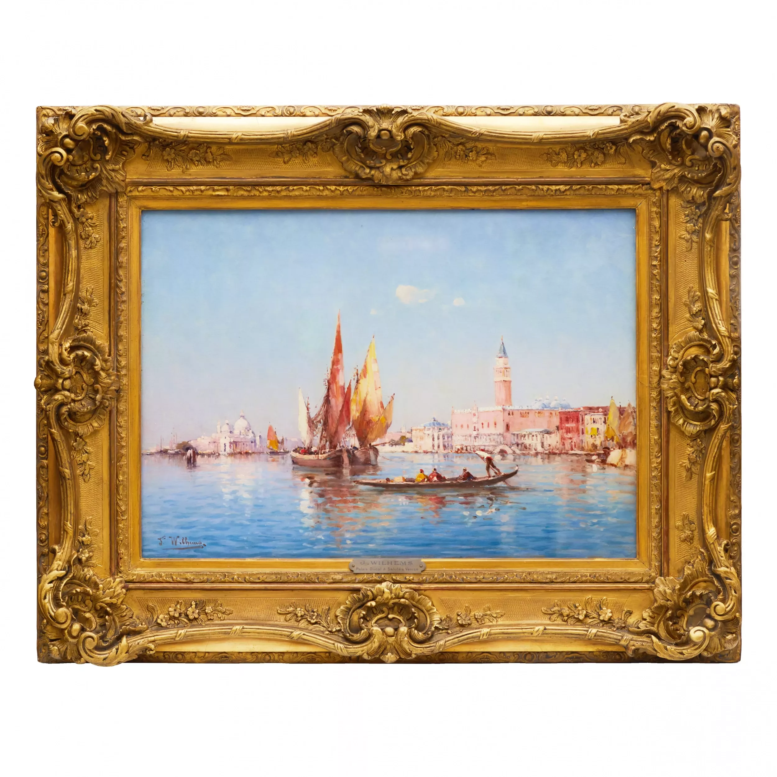 James WILHEMS. Venetian landscape. View of the Doges Palace and Santa Maria de la Salute. Beginning of the 20th century. 