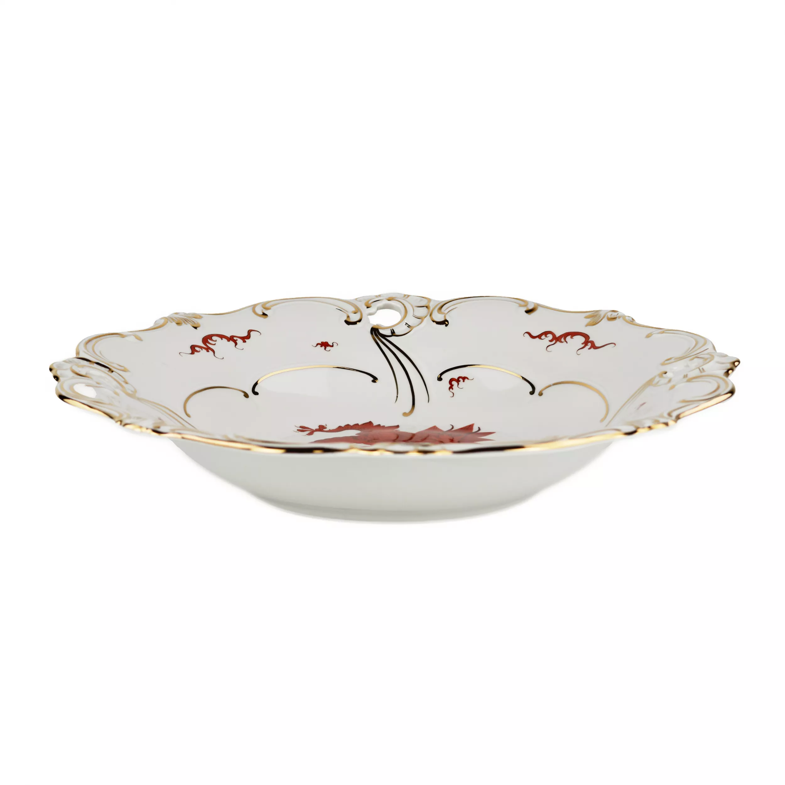 Large porcelain dish with Chinese motifs and dragon. Weimar. GDR. PHG Handgemalt. 