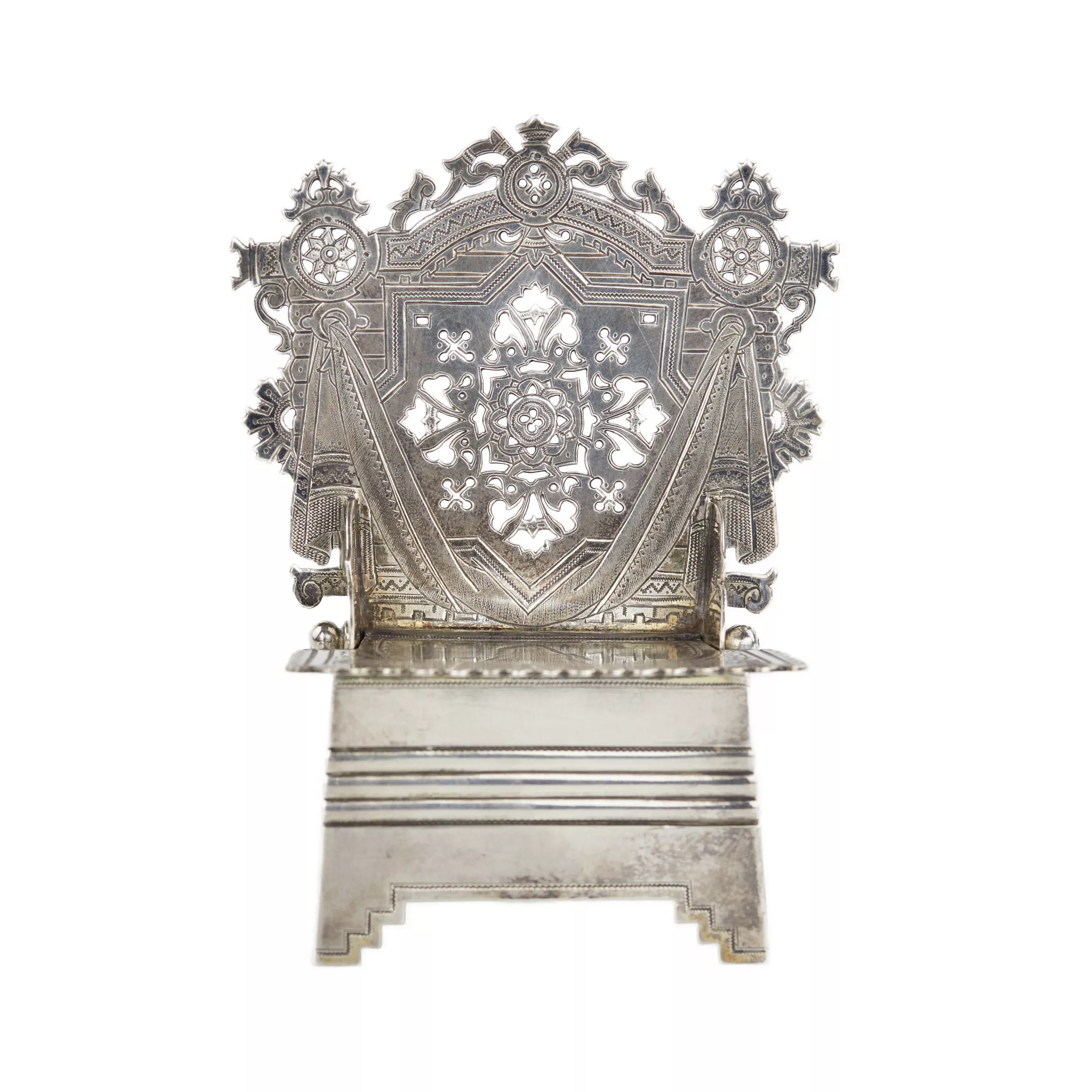 Russian silver salt cellar-throne in the neo-Russian style from the workshop of A. FULDA. Moscow 1895. 