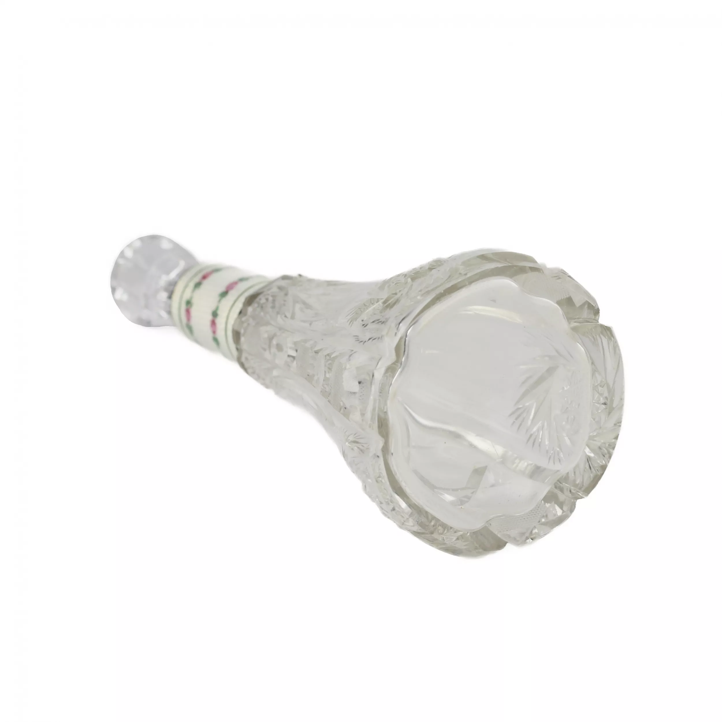 Service à liqueur pour six personnes en cristal argente et email guilloche. Debut du 20ème siècle.