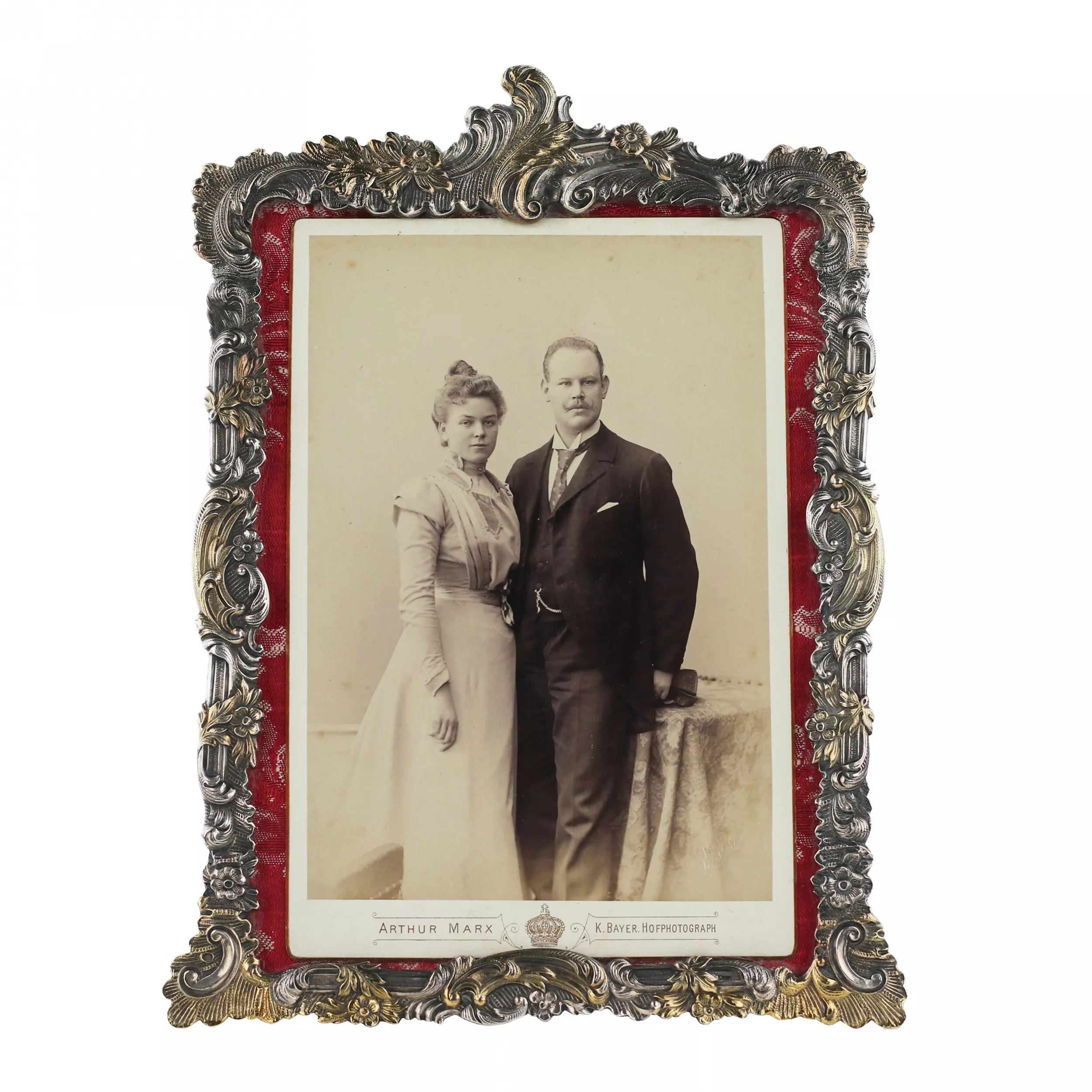 Silver photo frame in neo-baroque style. 20th century. 