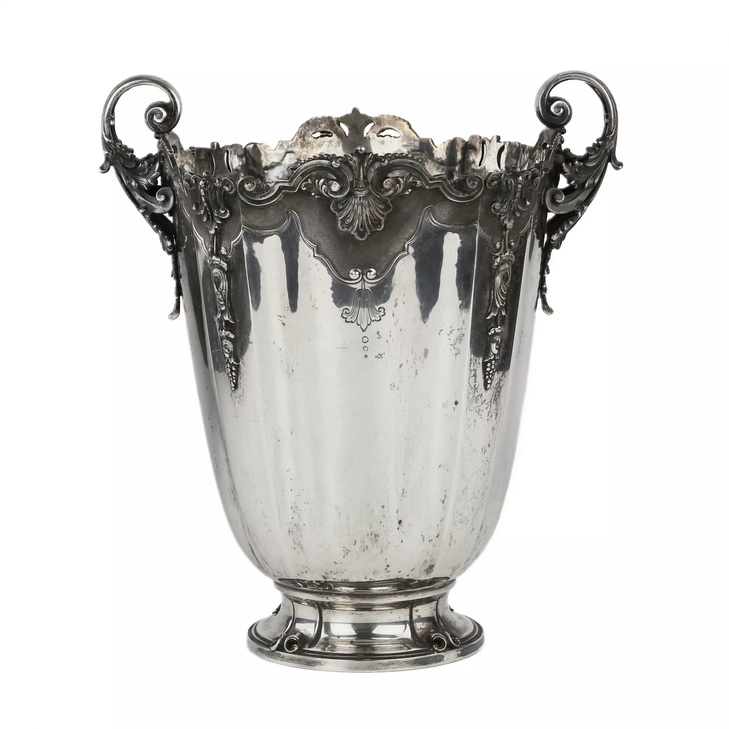 RAFRAÎCHISSEUR À VIN ITALIEN EN ARGENT EN FORME DE VASE, STYLE ART DÉCO  ITALIE, MODÈNE, 1934–1944