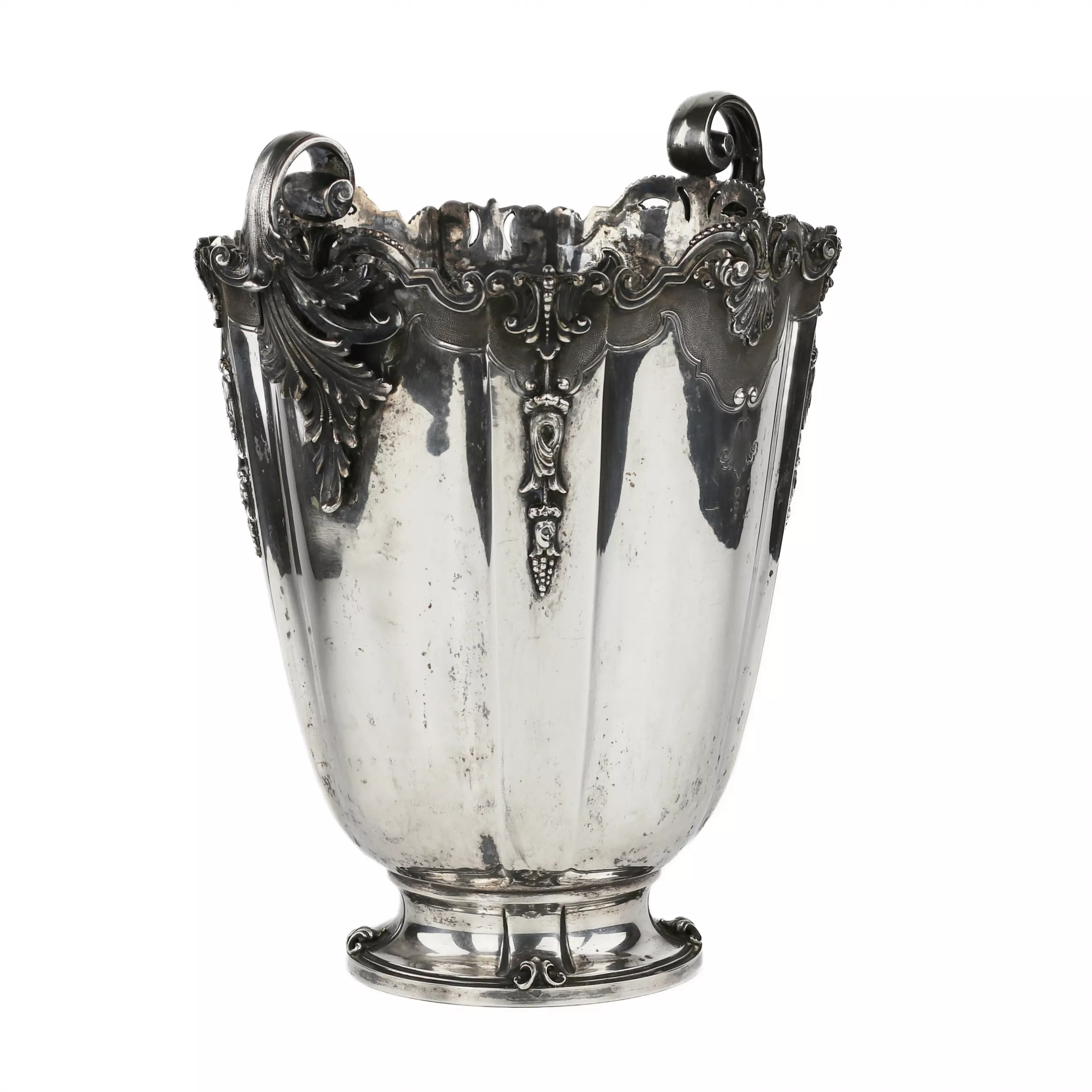 RAFRAÎCHISSEUR À VIN ITALIEN EN ARGENT EN FORME DE VASE, STYLE ART DÉCO  ITALIE, MODÈNE, 1934–1944