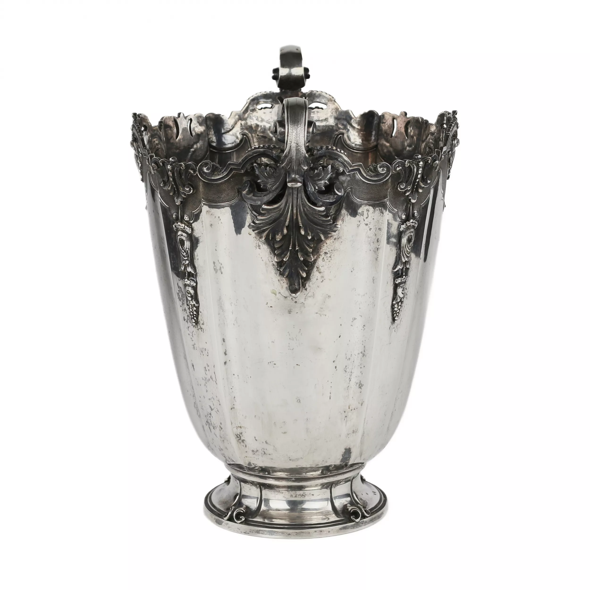 RAFRAÎCHISSEUR À VIN ITALIEN EN ARGENT EN FORME DE VASE, STYLE ART DÉCO  ITALIE, MODÈNE, 1934–1944