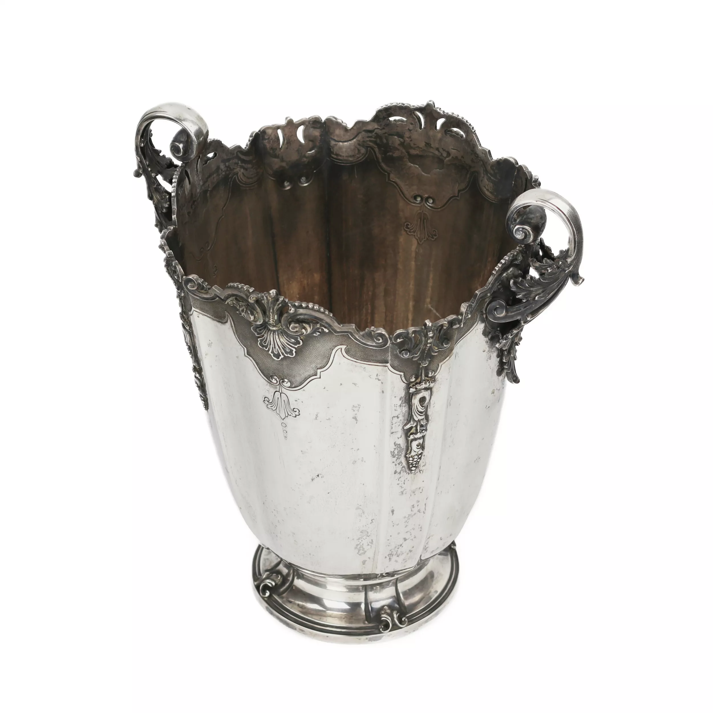 RAFRAÎCHISSEUR À VIN ITALIEN EN ARGENT EN FORME DE VASE, STYLE ART DÉCO  ITALIE, MODÈNE, 1934–1944