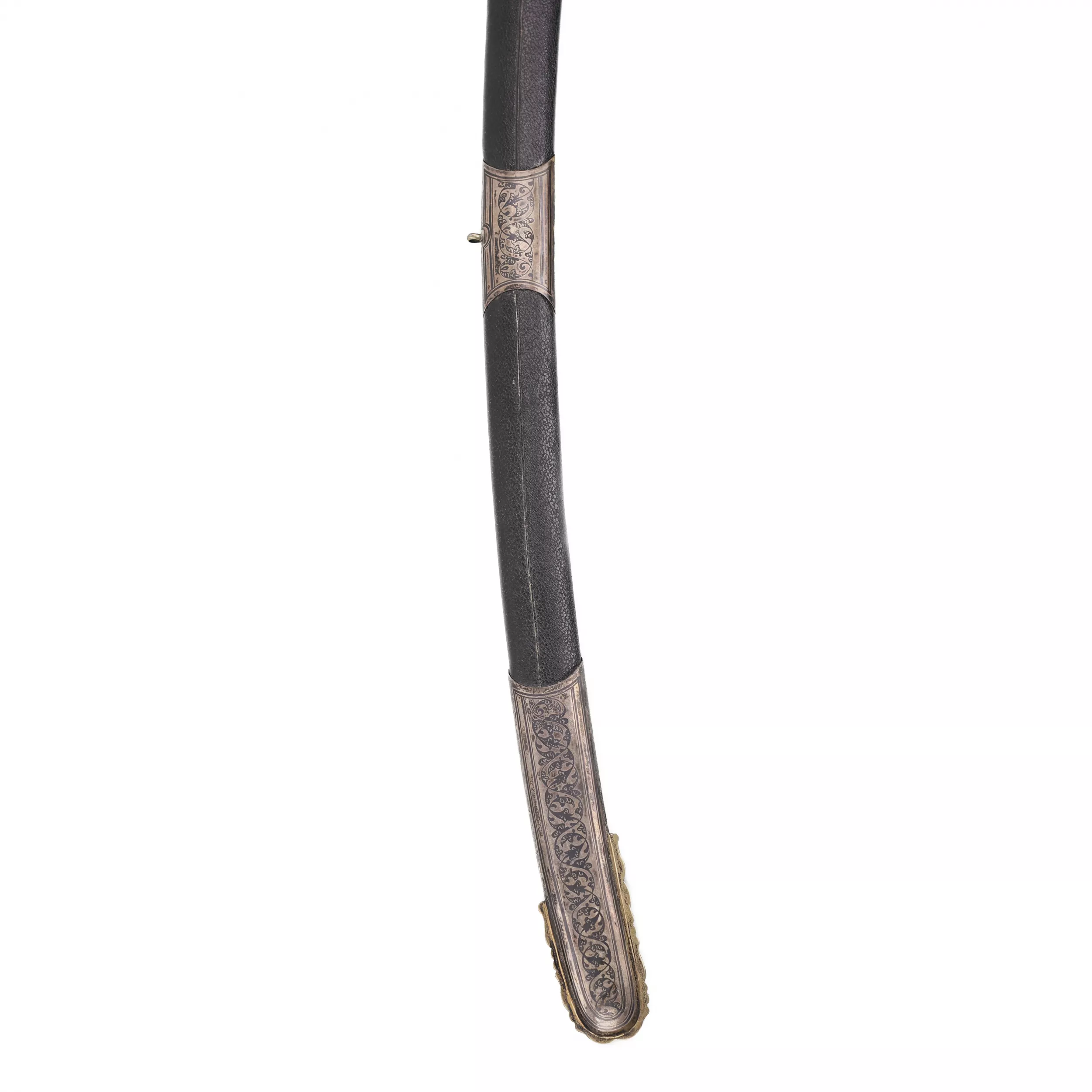 Sabre bipartite de type caucasien en argent nielle et dorure. Russie 