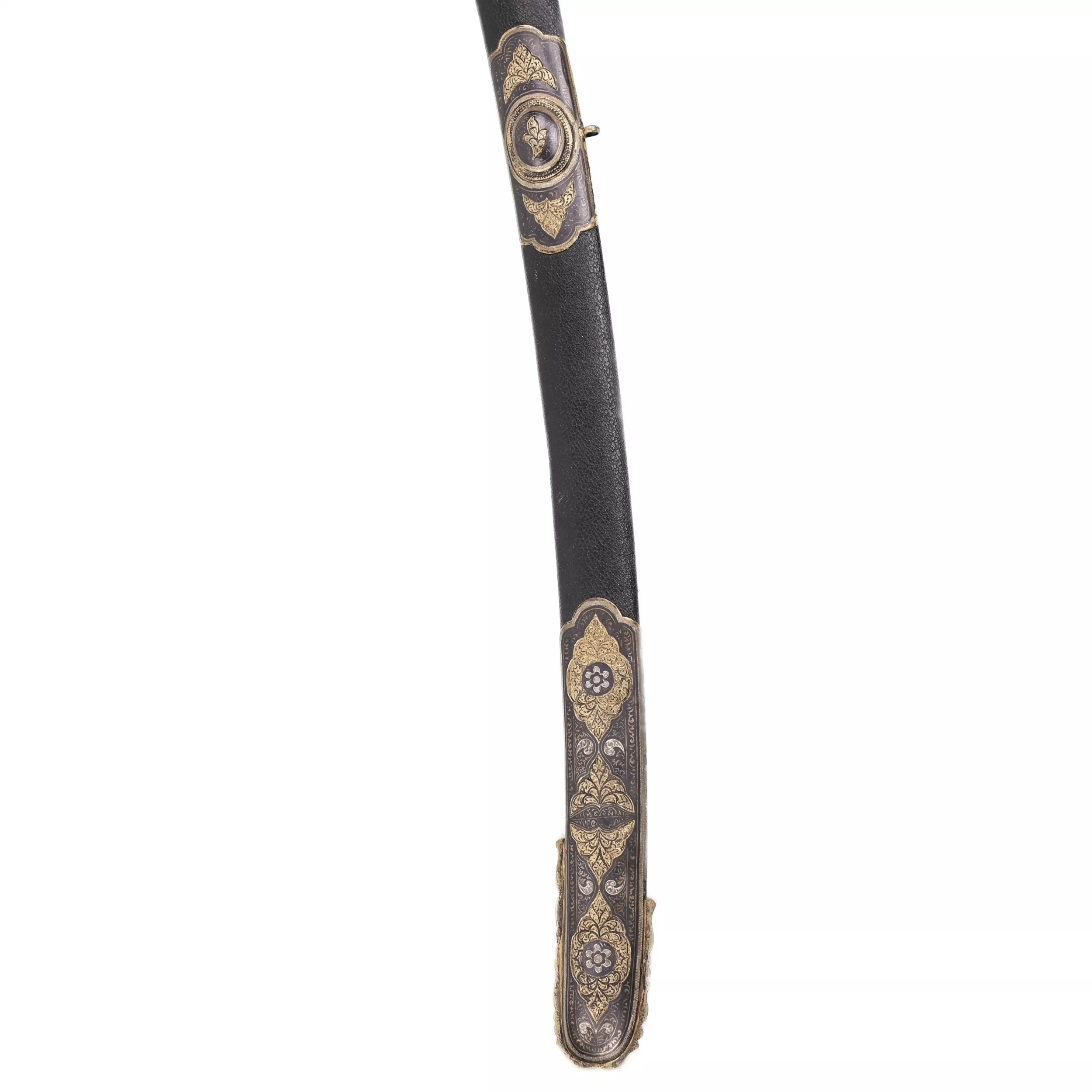 Sabre bipartite de type caucasien en argent nielle et dorure. Russie 