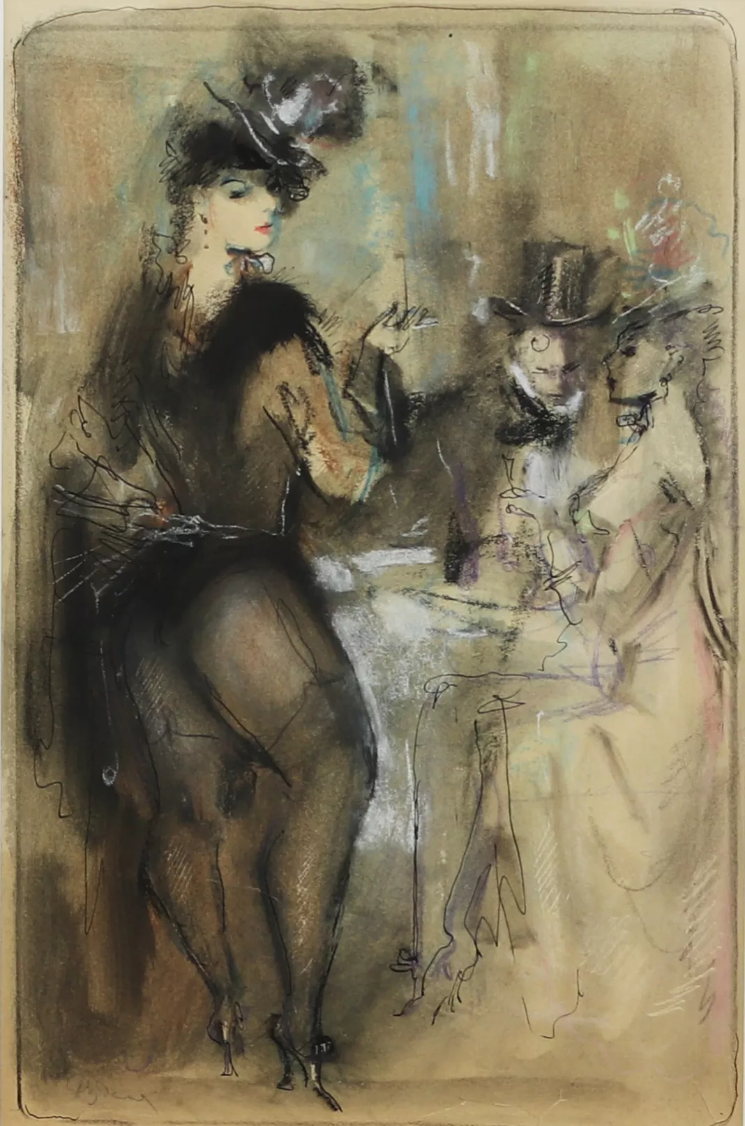 Konstantin Ivanovitch Rudakov. Arts graphiques. Pastel erotique. Spectacle de variete.
