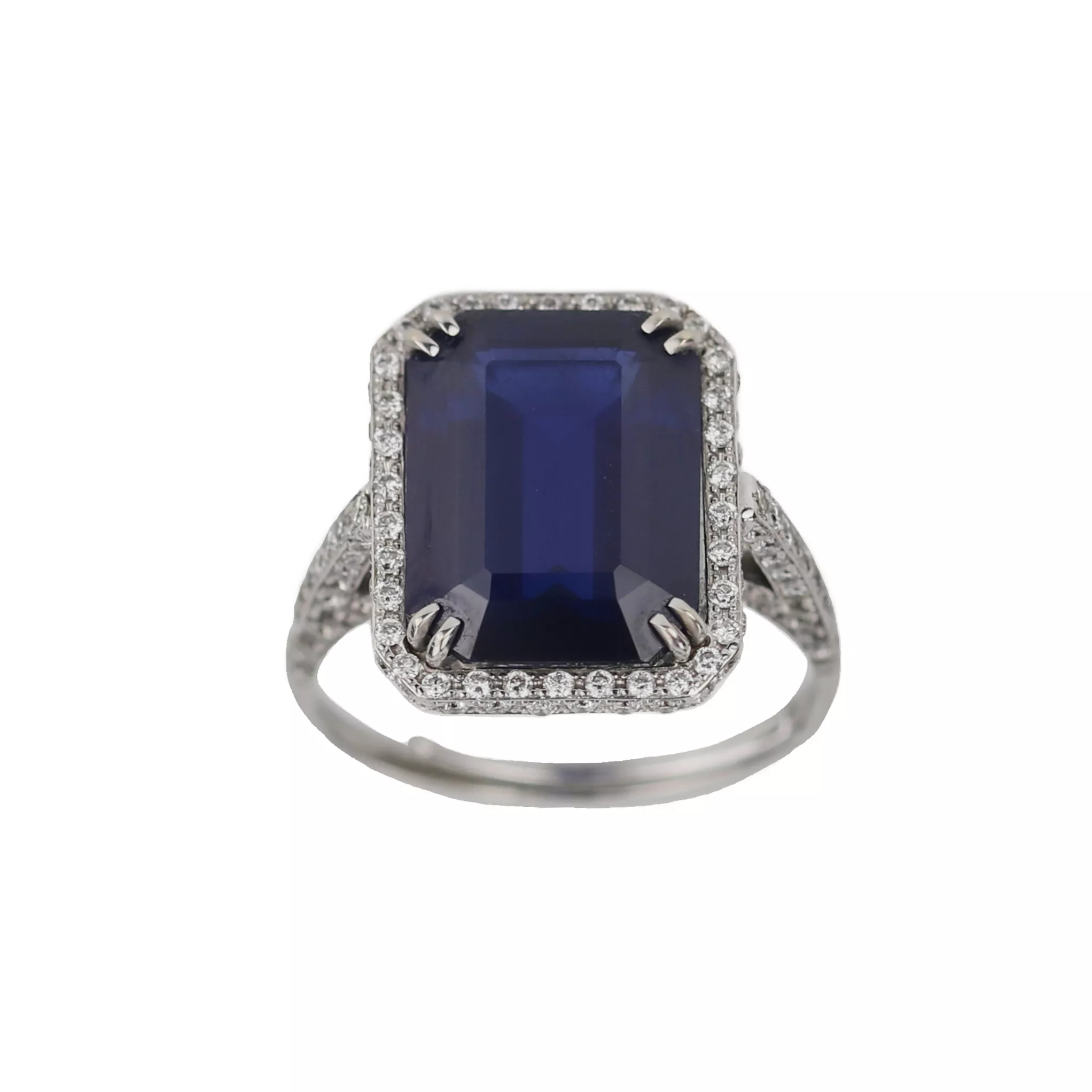 Elegante bague en or 18 carats avec diamants et saphir naturel 7,76 carats. 