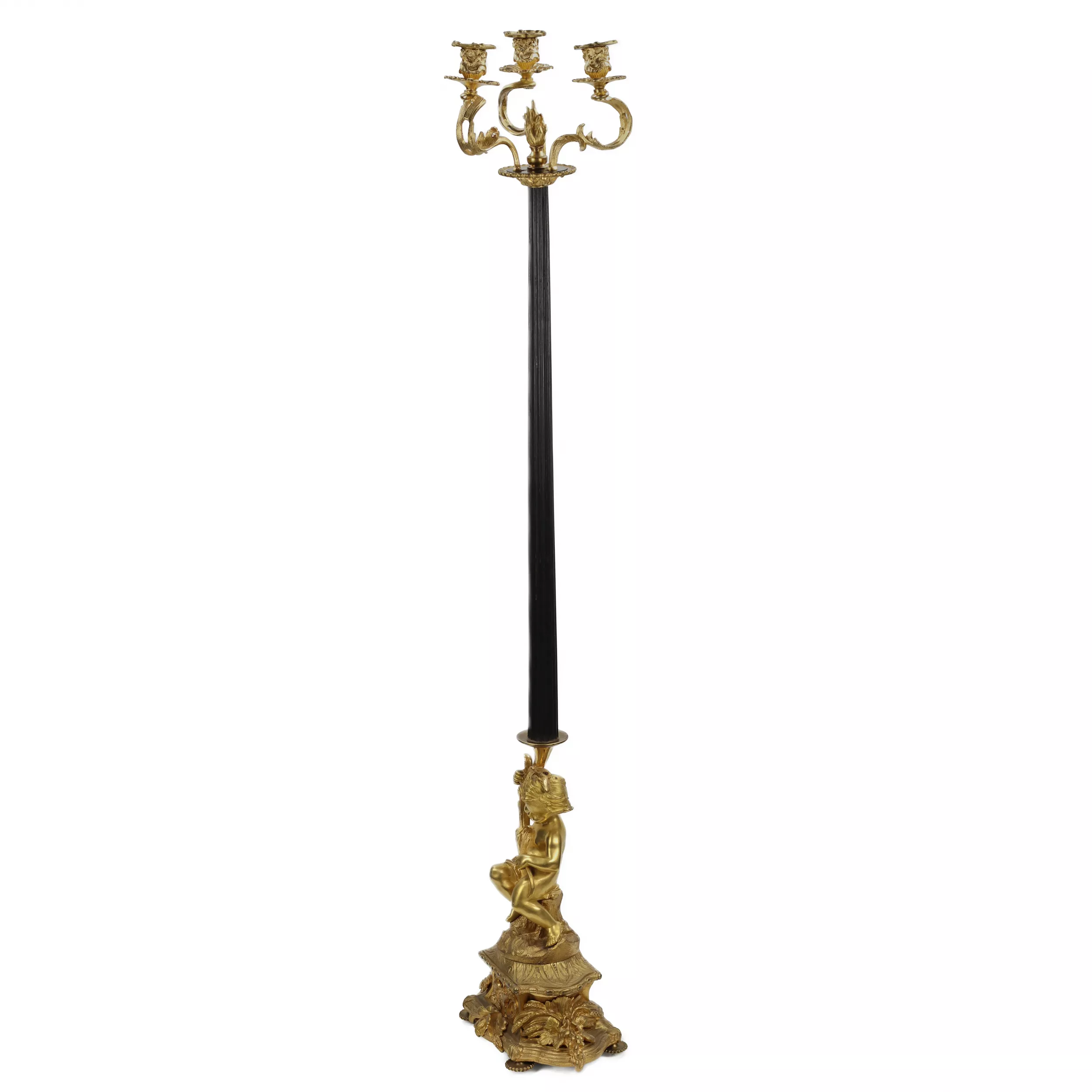 Bronze floor lamp with the figure of Putti. France. 19th century.