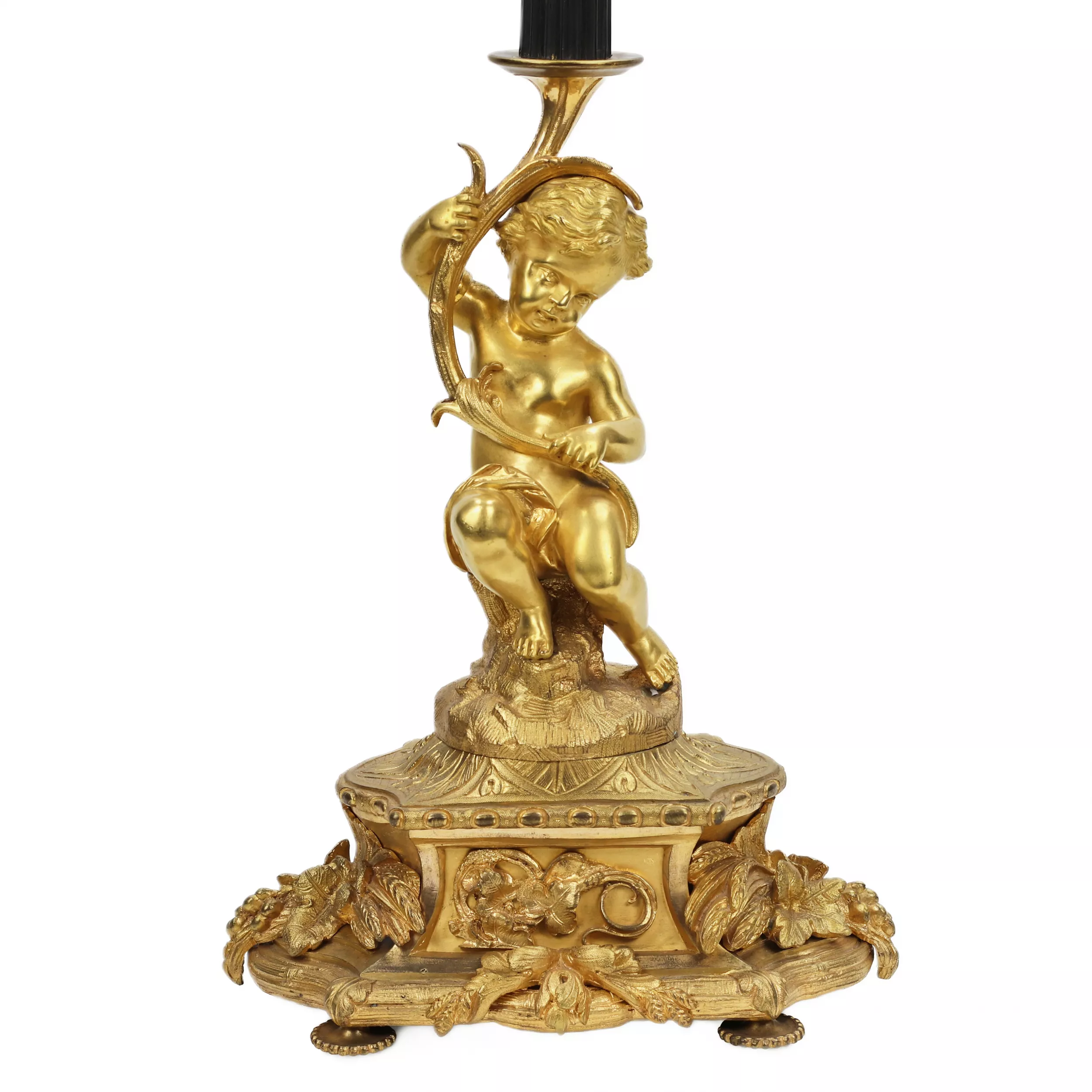Bronze floor lamp with the figure of Putti. France. 19th century.