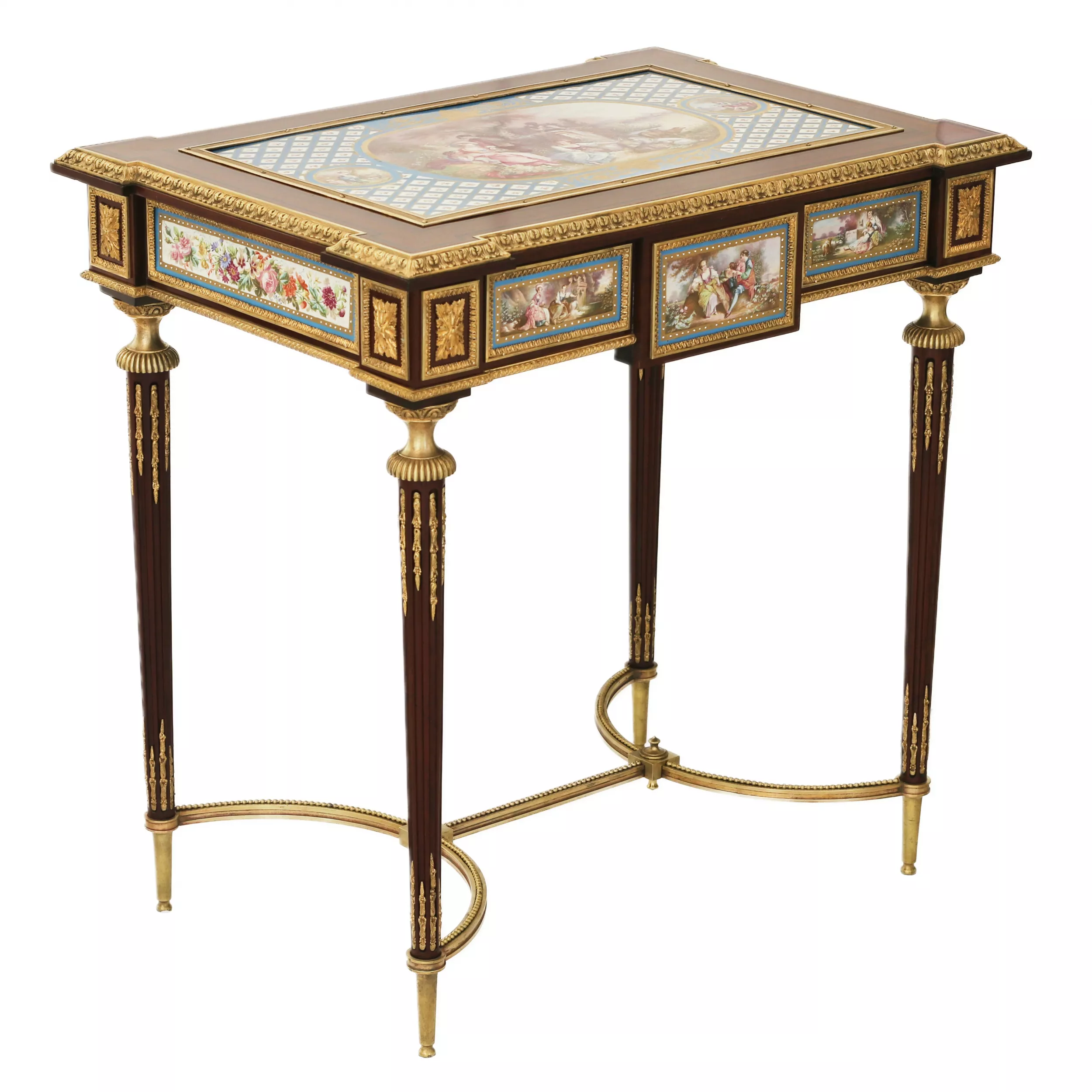 MAGNIFICENT LADY’S TABLE WITH PORCELAIN PANELS IN THE MANNER OF ADAM WEISWEILER  FRANCE, SECOND HALF OF THE 19TH CENTURY 