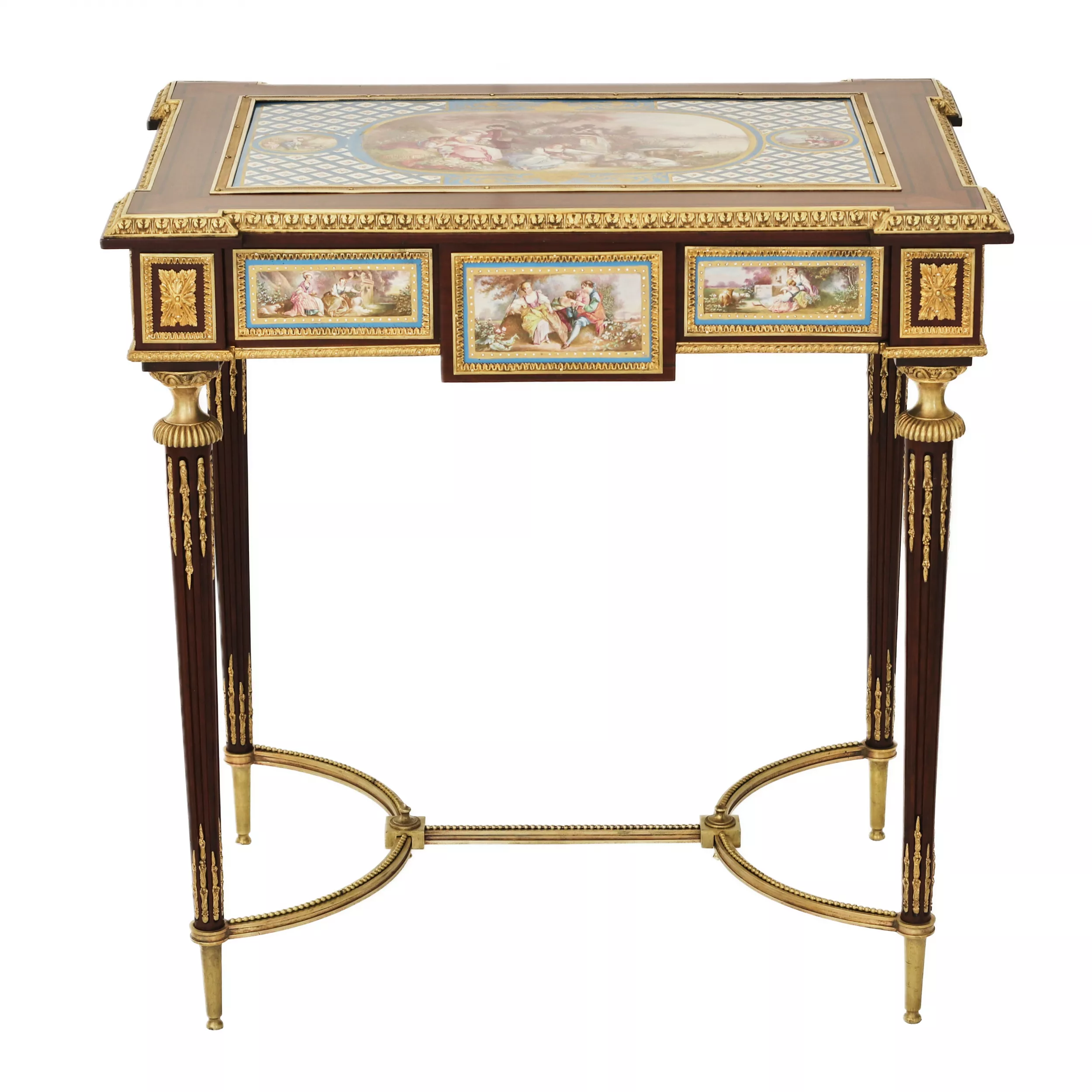 MAGNIFICENT LADY’S TABLE WITH PORCELAIN PANELS IN THE MANNER OF ADAM WEISWEILER  FRANCE, SECOND HALF OF THE 19TH CENTURY 