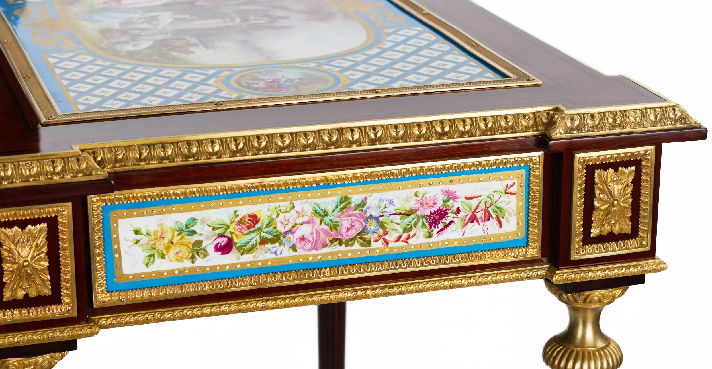 MAGNIFICENT LADY’S TABLE WITH PORCELAIN PANELS IN THE MANNER OF ADAM WEISWEILER  FRANCE, SECOND HALF OF THE 19TH CENTURY 