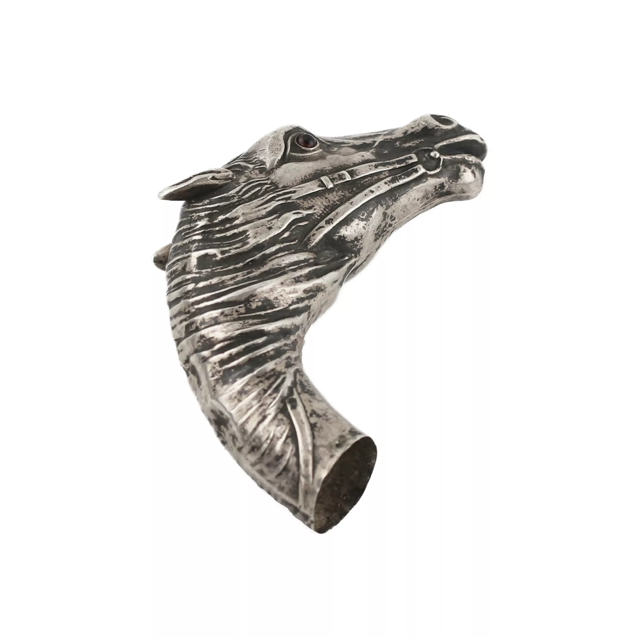 Russian, silver cane knob in the shape of a horse`s head. St. Petersburg 1908-1917 