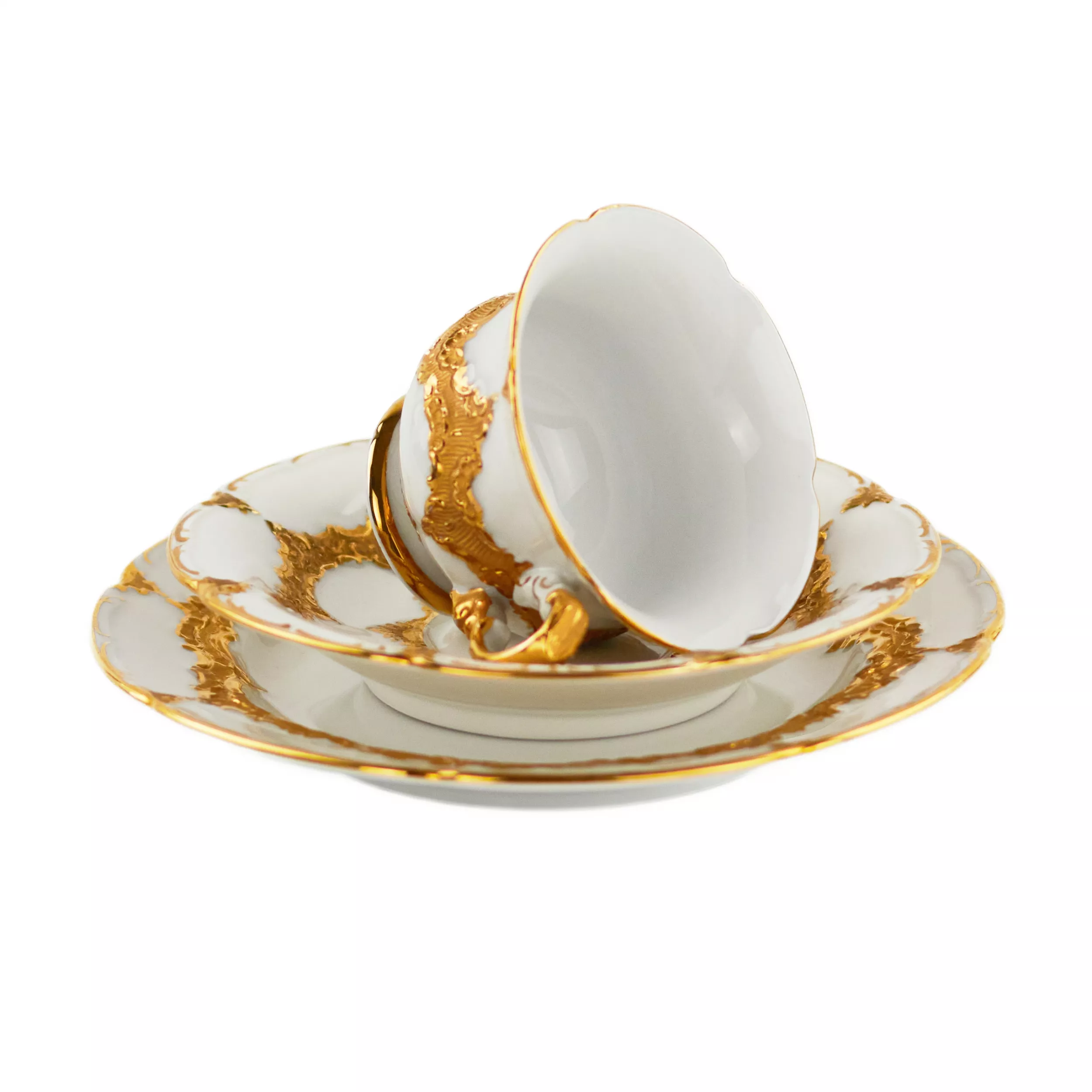 LUXURIOUS MOCHA COFFEE SERVICE FOR SIX PERSONS. MEISSEN. 20TH CENTURY