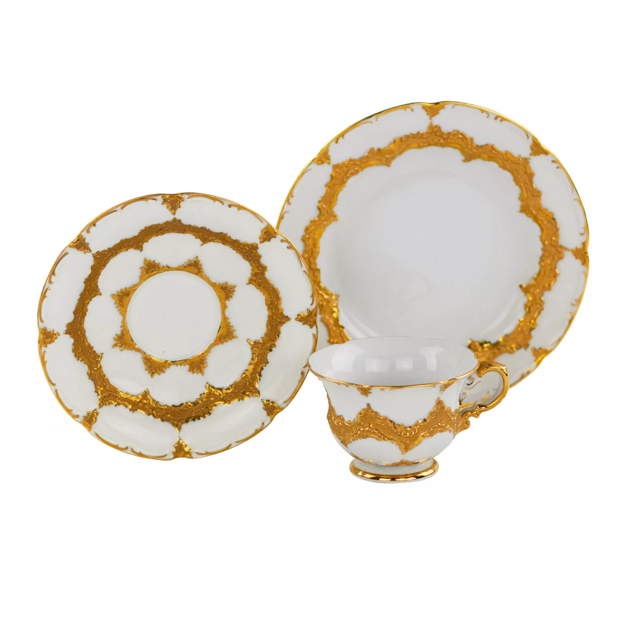 LUXURIOUS MOCHA COFFEE SERVICE FOR SIX PERSONS. MEISSEN. 20TH CENTURY